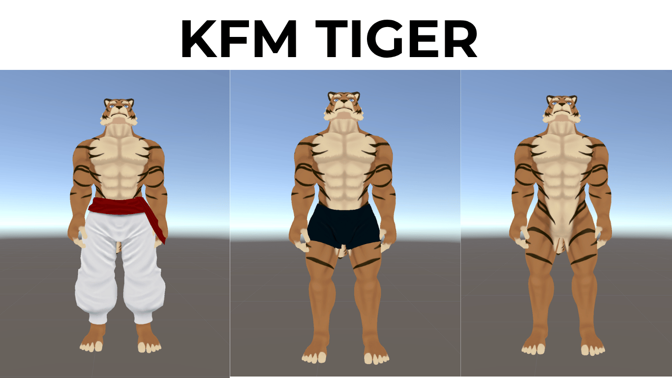 【VRChat Avatar】 KFM Tiger Remaster v1.0 (PhysBones & 16-Color VRCFury Ready)