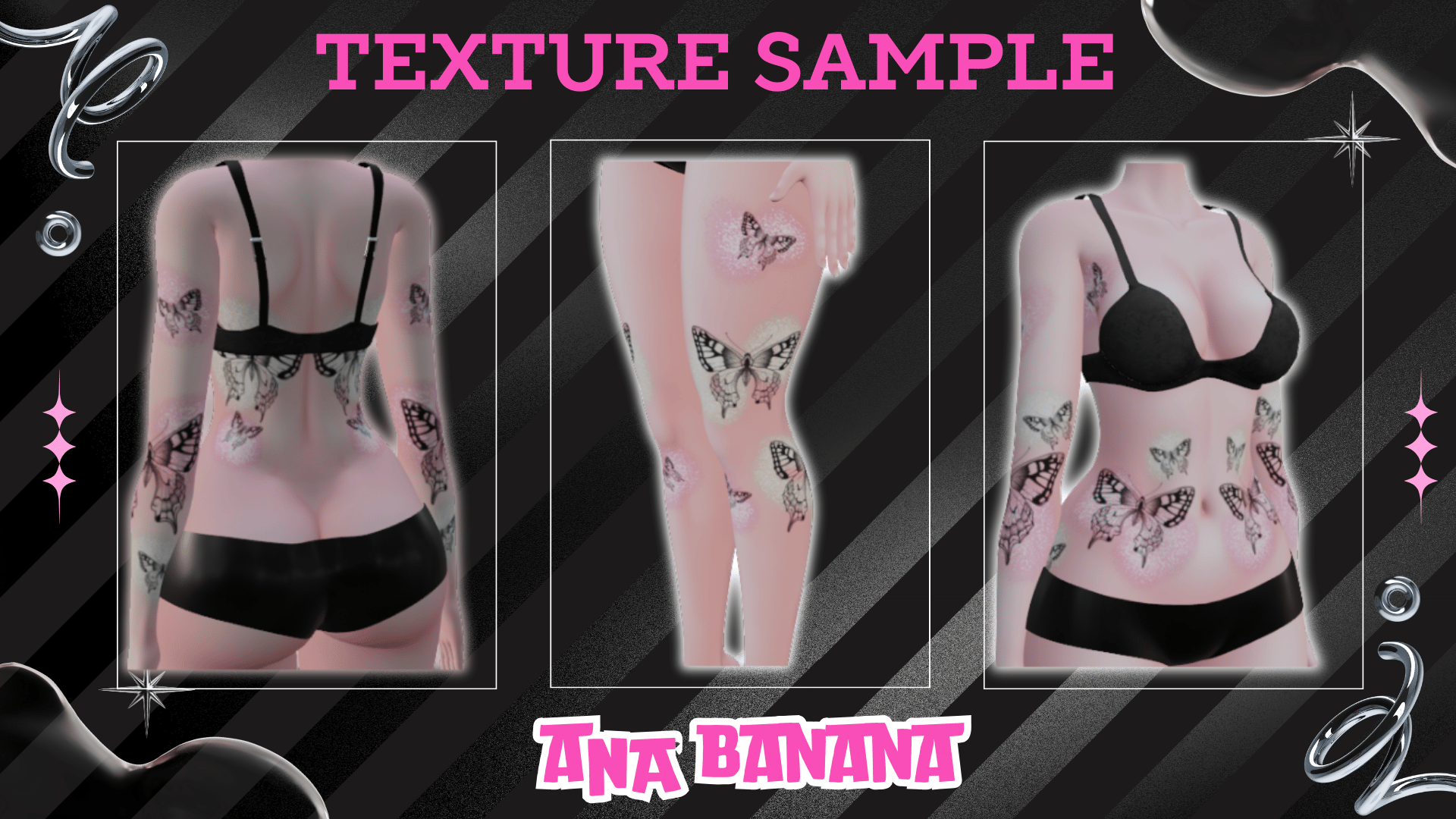 (J:)✨ Glitter Butterflies Tatts | Vrbase Egirl