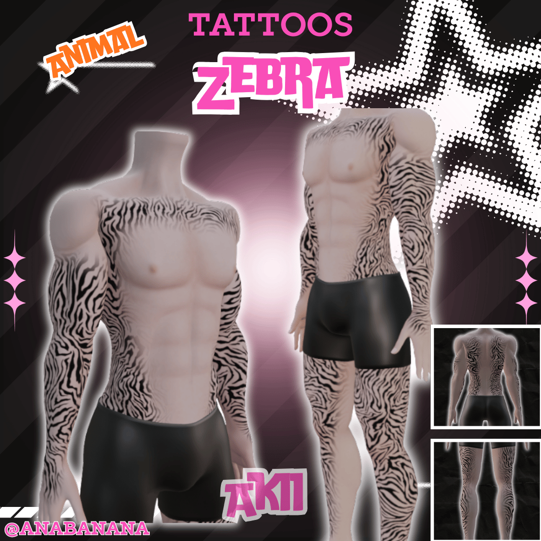(J) : ๐ฆ Animal Zebra Tatts | Vrbase + Akii + Zinfit F/M