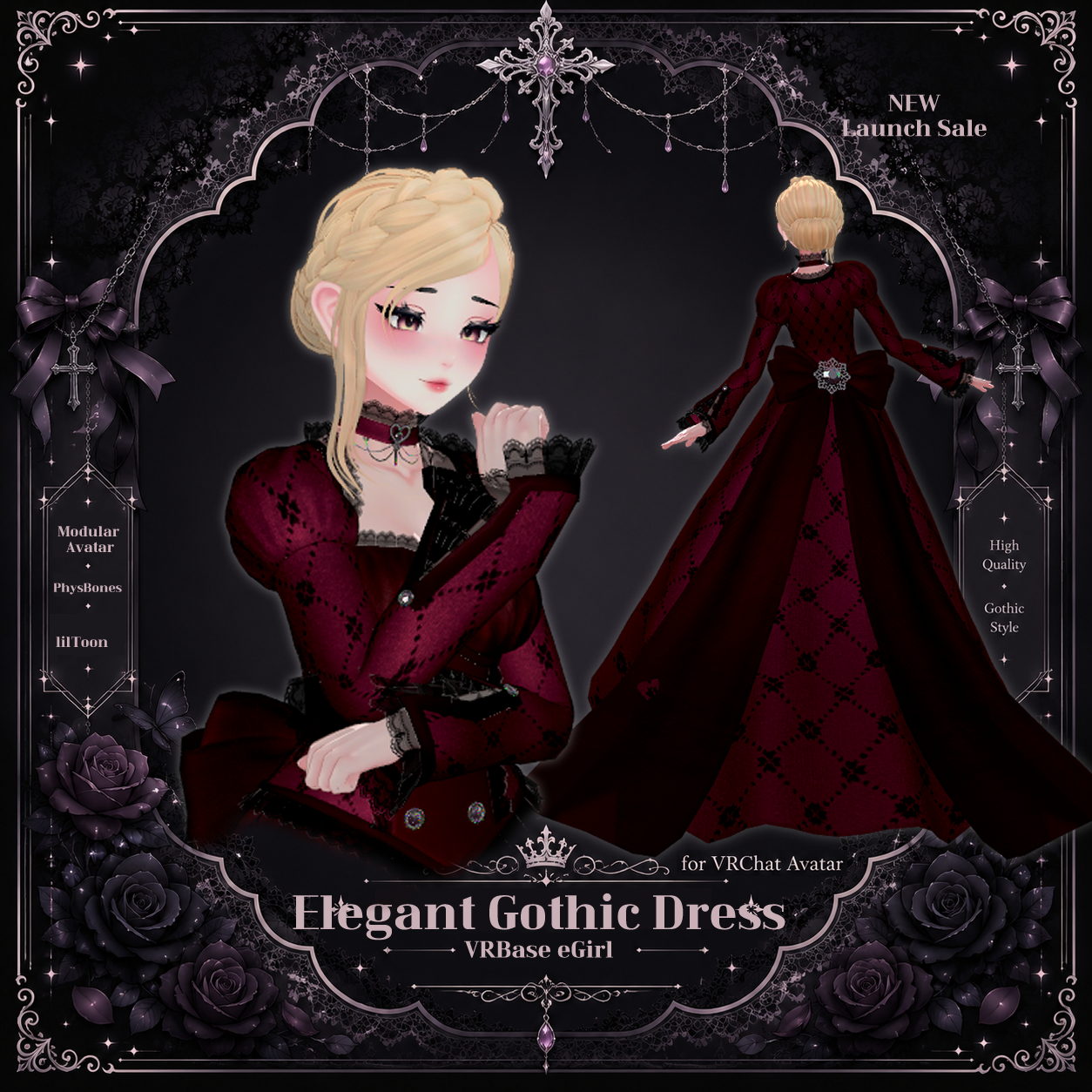 Elegant Gothic Dress - VRChat Outfit for VRBase eGirl