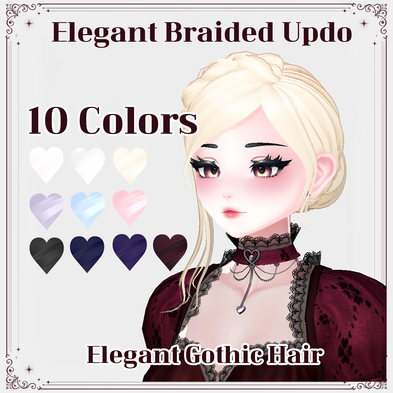 Elegant Gothic Hair | Fitted for Zinpia's Nami Head | VRChat