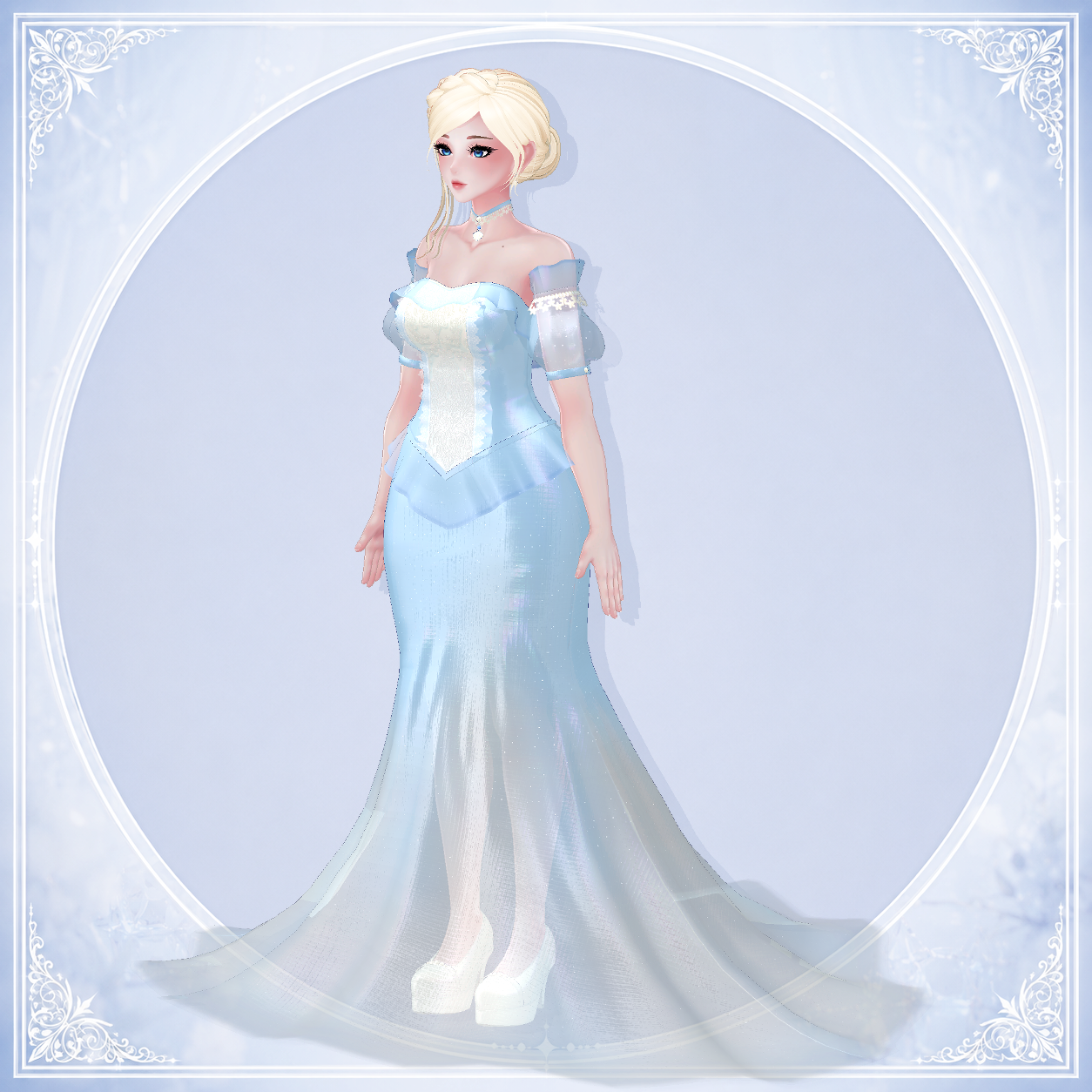 Azure Elegance Dress | VRBase eGirl Outfit (VRChat)