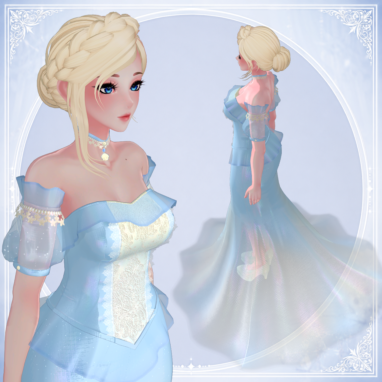 Azure Elegance Dress | VRBase eGirl Outfit (VRChat)