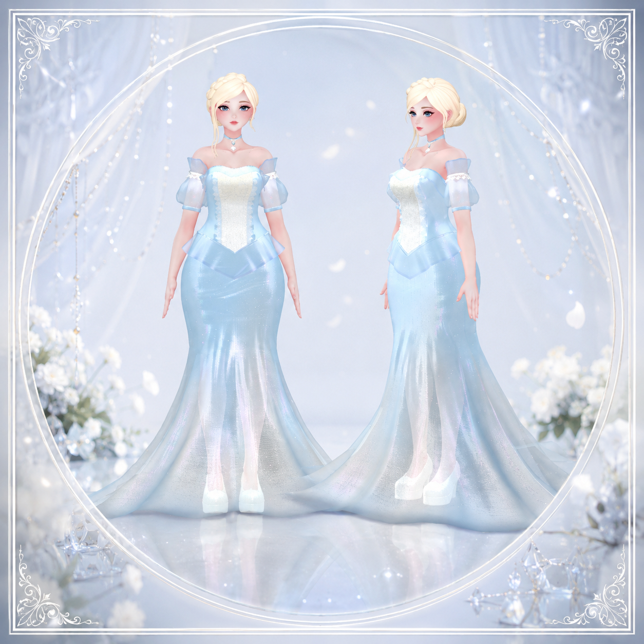 Azure Elegance Dress | VRBase eGirl Outfit (VRChat)