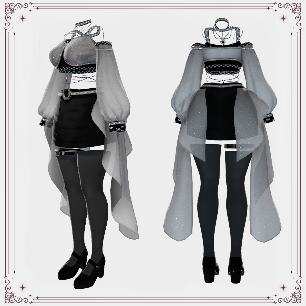 Gothic Draped Outfit for ZinPia / E-Girl Body
