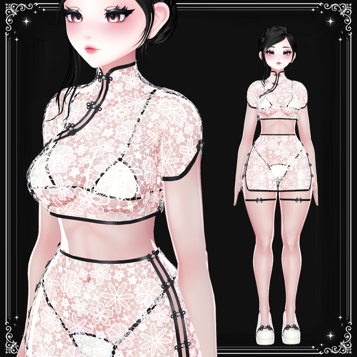 Qipao-Inspired Lace Outfit Set for ZinPia / E-Girl Body