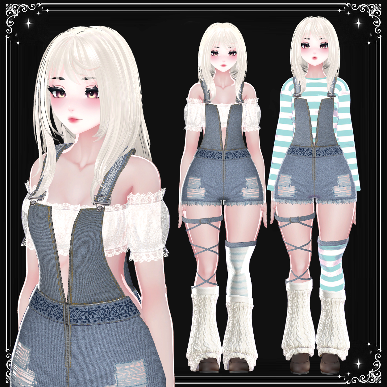 Denim Casual Outfit Set for ZinPia / E-Girl Body