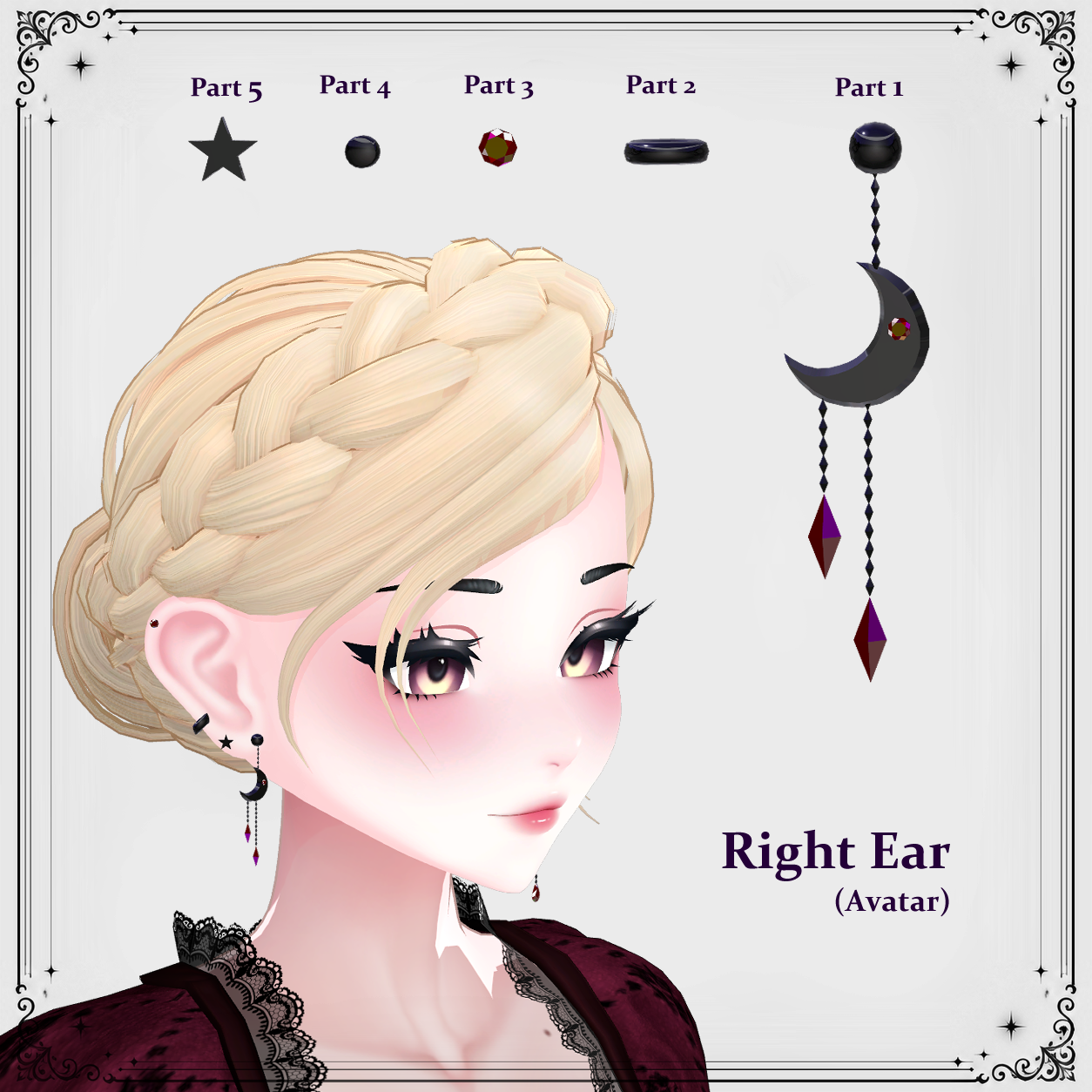 Midnight Web Earrings | Customizable VRChat Accessory | duchess.rh