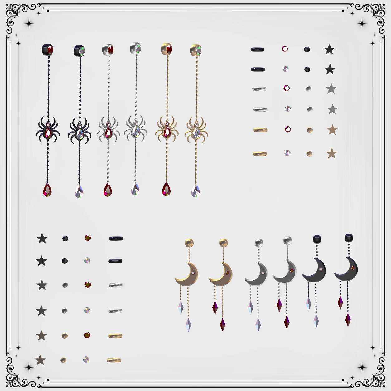 Midnight Web Earrings | Customizable VRChat Accessory | duchess.rh