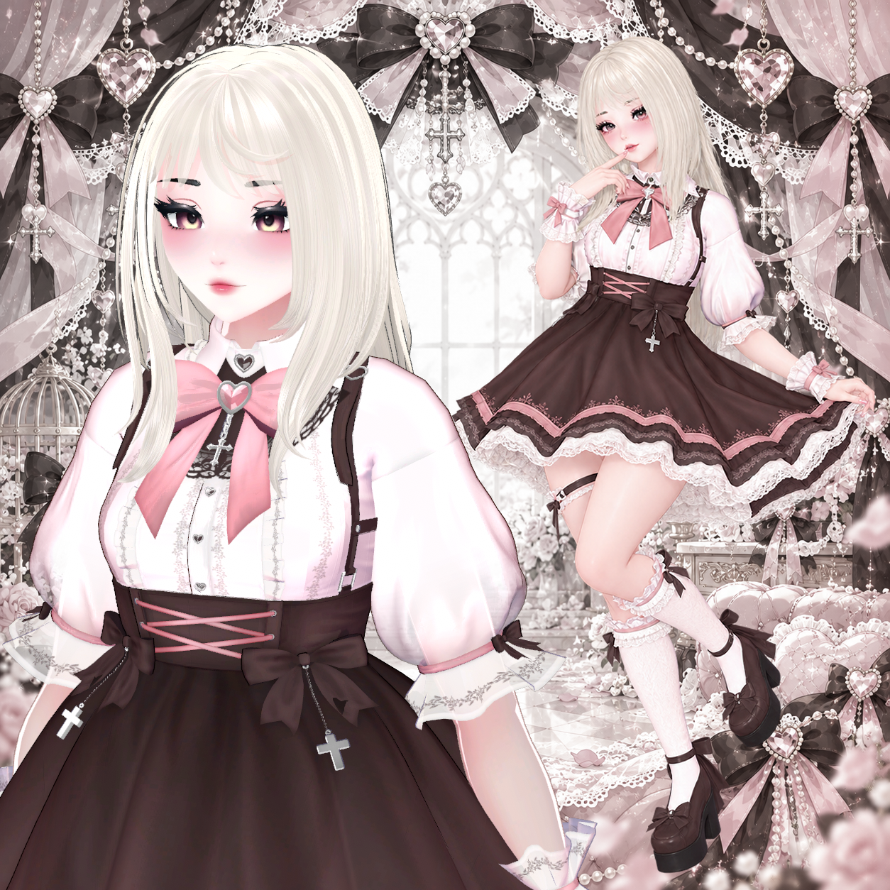 Noir Ribbon Outfit for EGIRL Body | duchess.rh