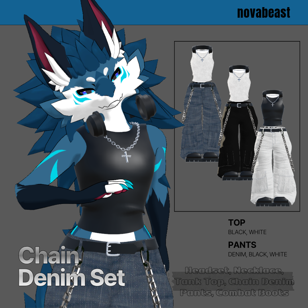[Novabeast] Chain Denim Set