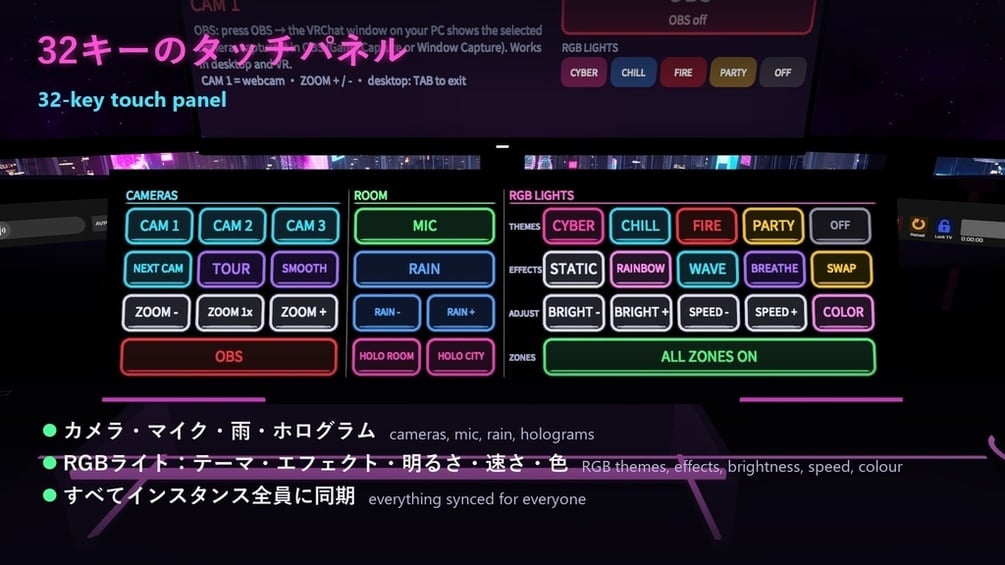 【VRChat想定】VRtuber CyberPunk ─ VTuber配信ルーム ワールド(PC/Quest対応・OBS配信・ProTV)