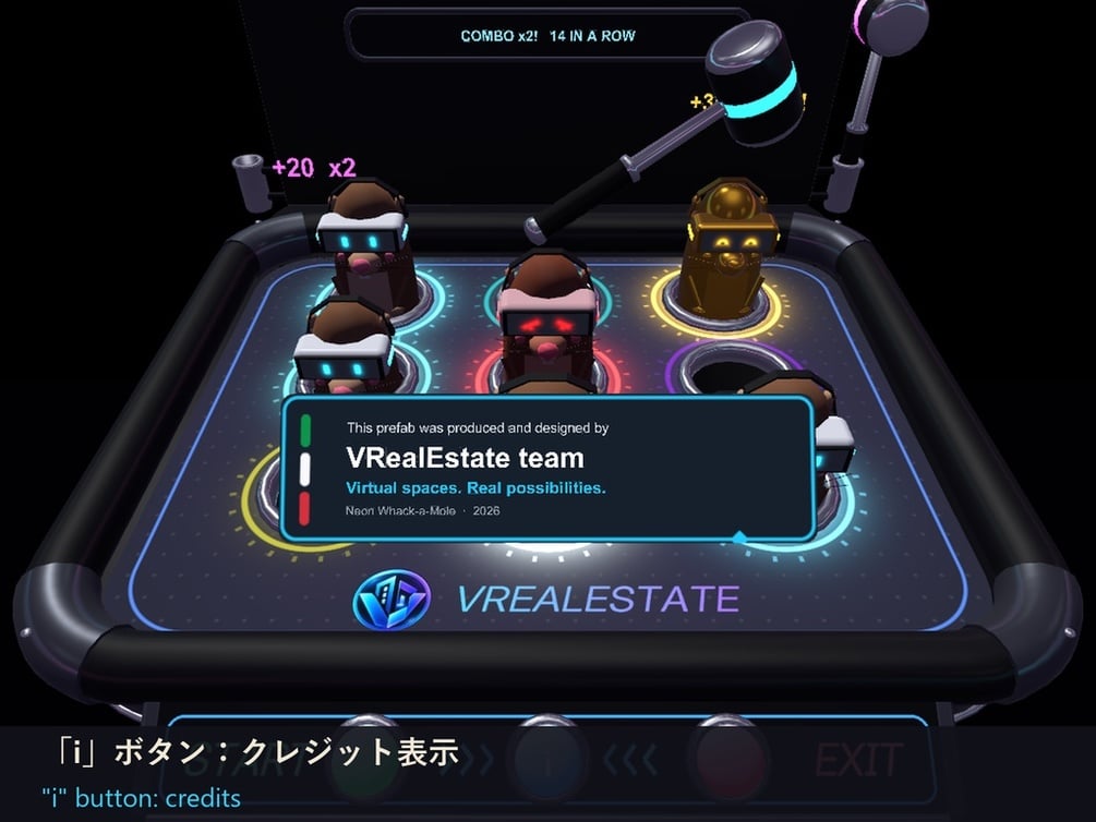 【VRChat】VRモグラたたき Neon Whack-a-Mole 60秒アーケード・コンボ・TOP5【Quest対応】