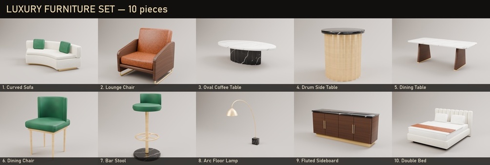【VRChat】Luxury Furniture Set ラグジュアリー家具セット 10点【Quest対応】