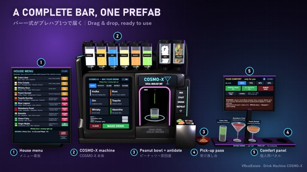 【VRChat想定】Drink Machine COSMO-X ドリンクマシン ワールドギミック【Udonプレハブ/PC・Quest対応】