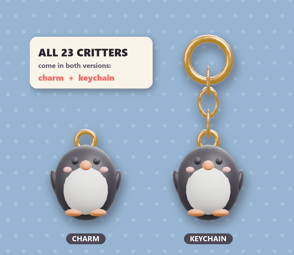 23 Critter Charms Avatar Charm & Keychain Pack (PC + Quest)