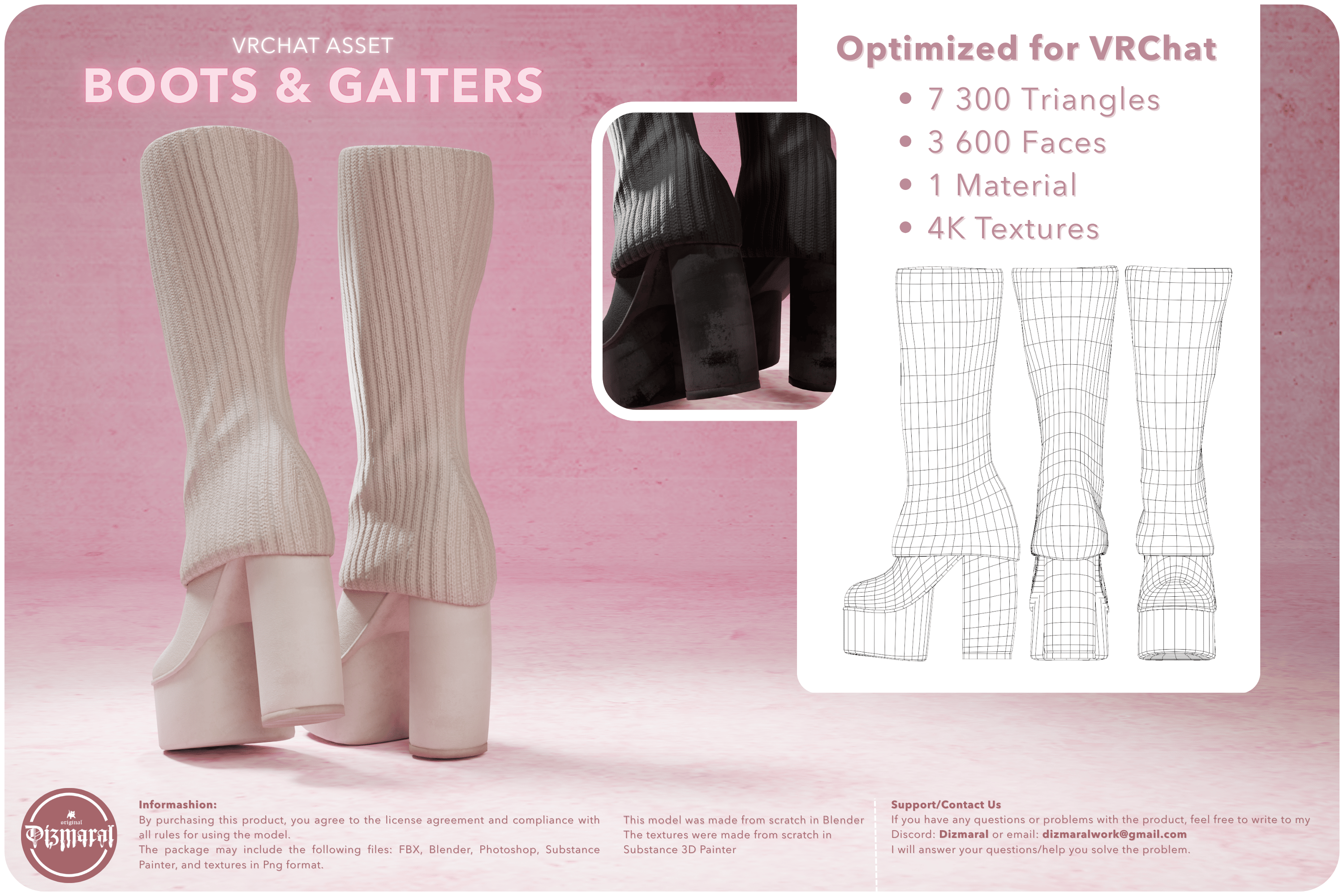 Boots with gaiters (VRChat Asset)
