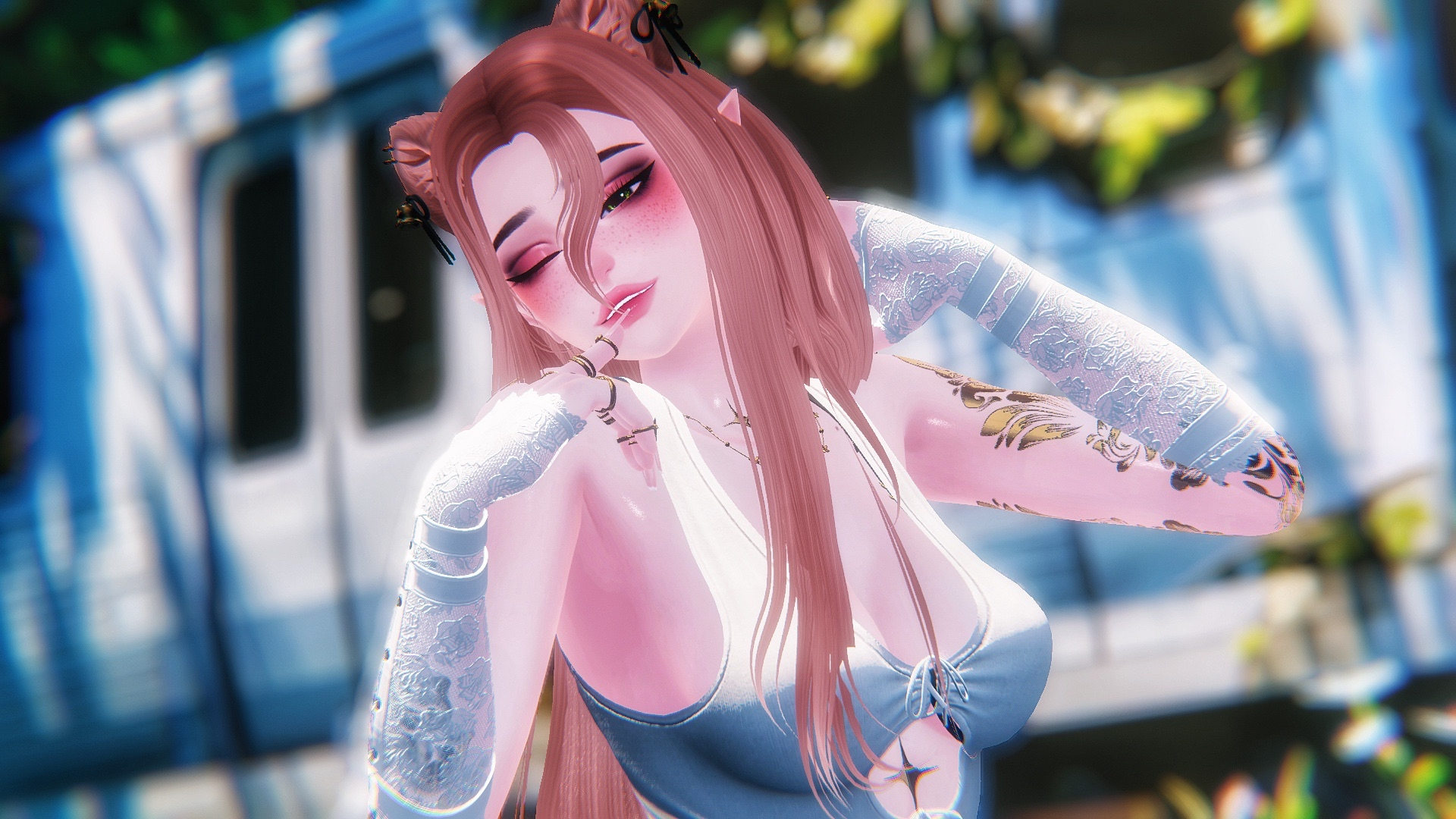 Sarah | Face Tracking & Gogo Loco & SPS | Optimized Goth Cat VRChat Avatar