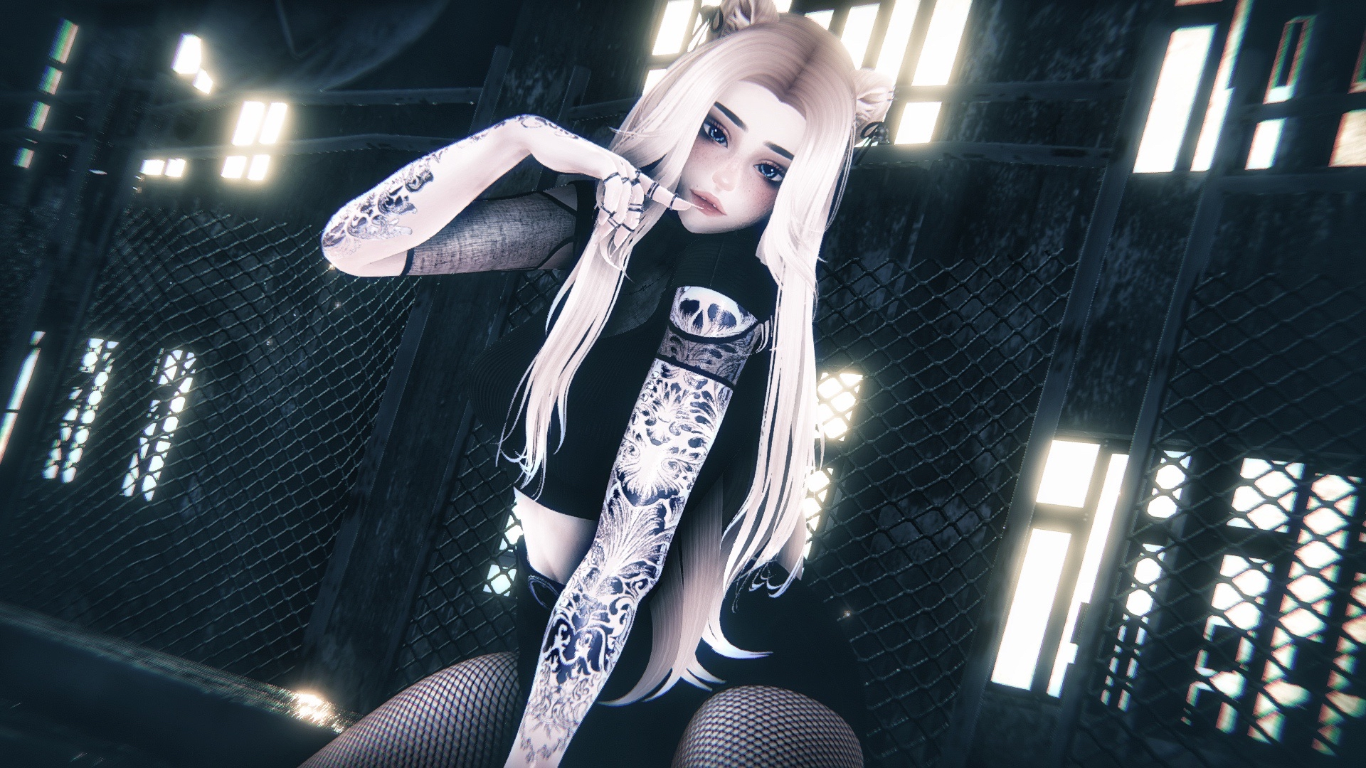 Sarah | Face Tracking & Gogo Loco & SPS | Optimized Goth Cat VRChat Avatar
