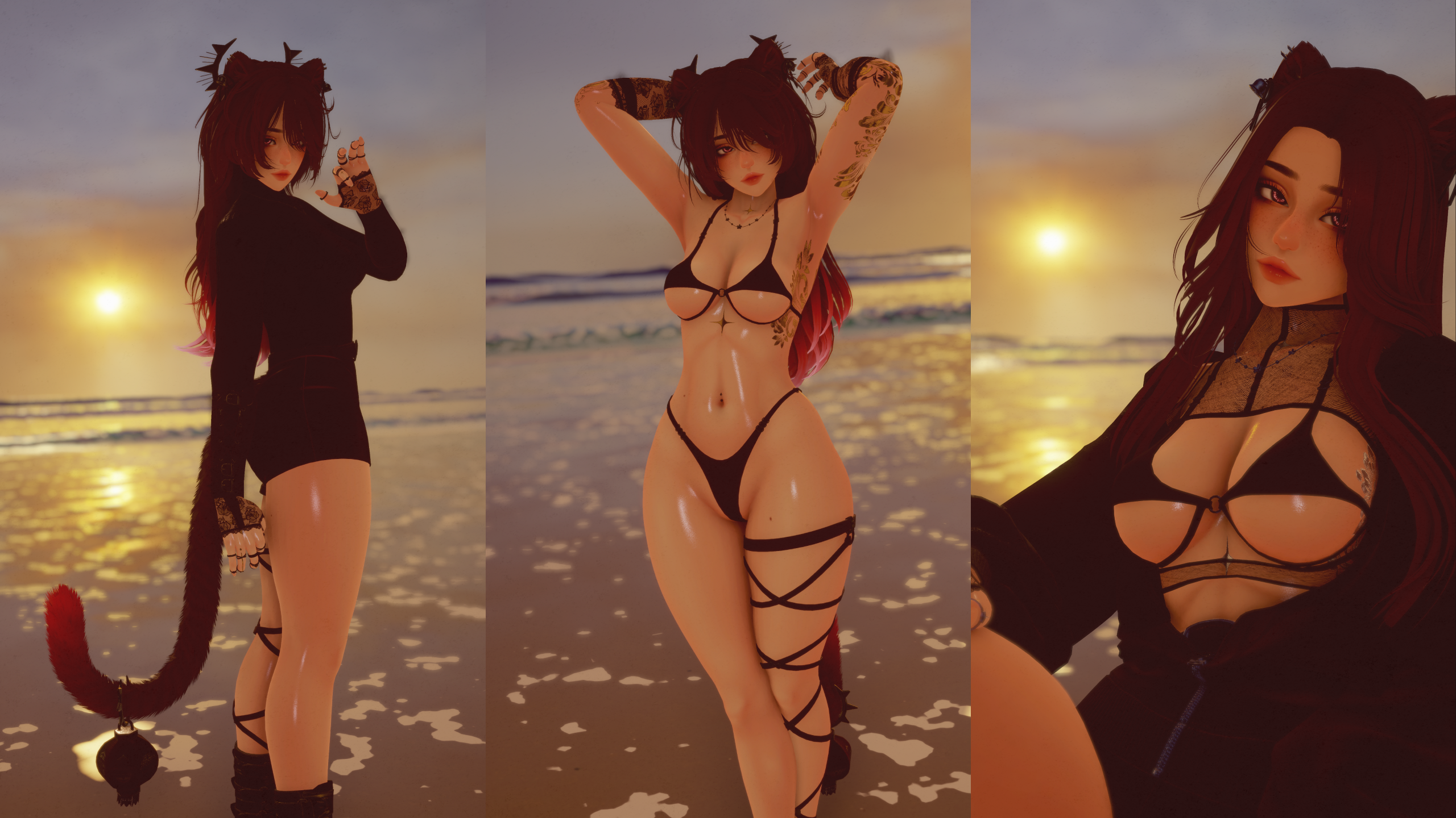 Sarah | Face Tracking & Gogo Loco & SPS | Optimized Goth Cat VRChat Avatar