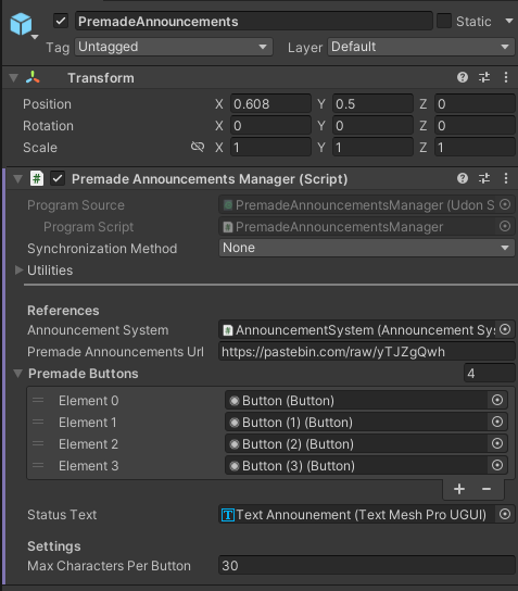 Announcement System (VRChat World Asset)