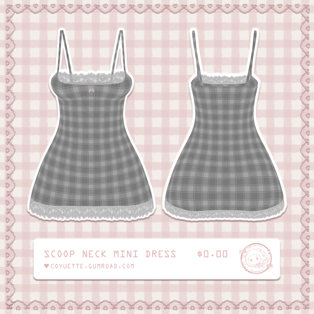 ˗ˏˋ scoop neck mini dress﹒for VRChat﹒୨ৎ (free)