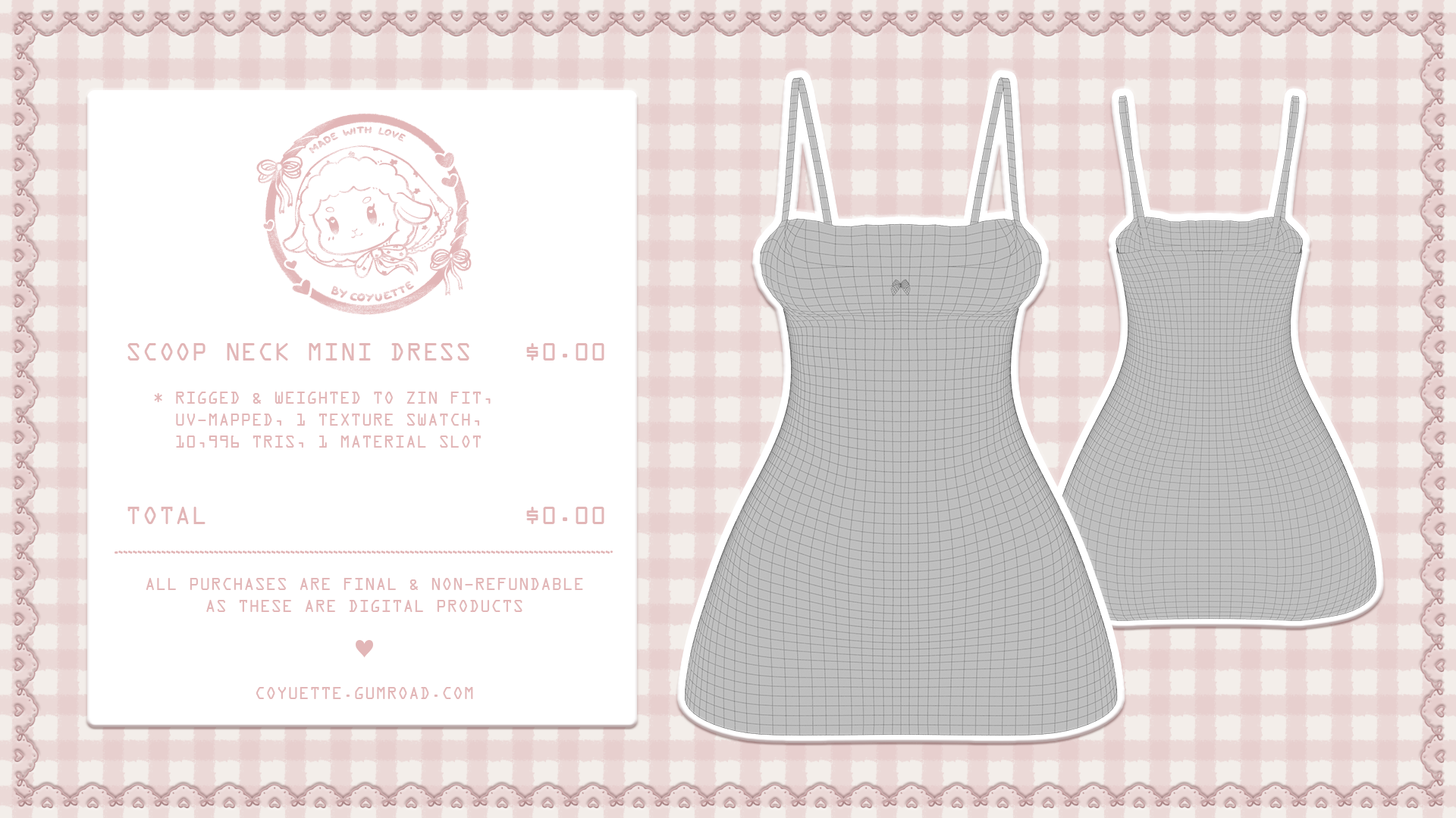 ˗ˏˋ scoop neck mini dress﹒for VRChat﹒୨ৎ (free)