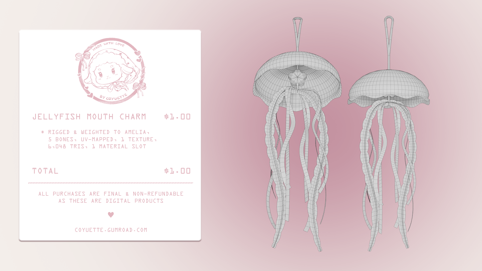 ˗ˏˋ jellyfish mouth charm﹒VRChat asset﹒୨ৎ