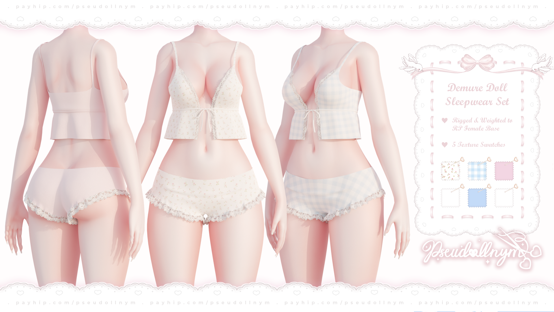 ❛ demure doll ❜ sleepwear ﹒ free VRChat asset