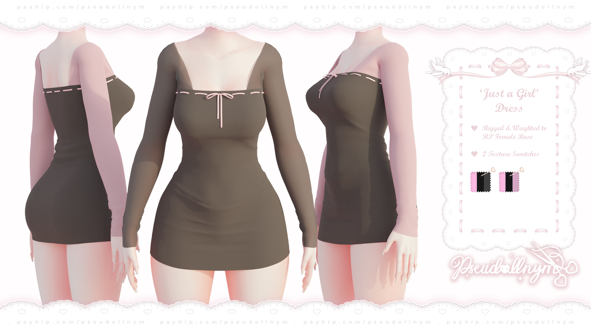 ❛ just a girl ❜ dress ﹒ free VRChat asset