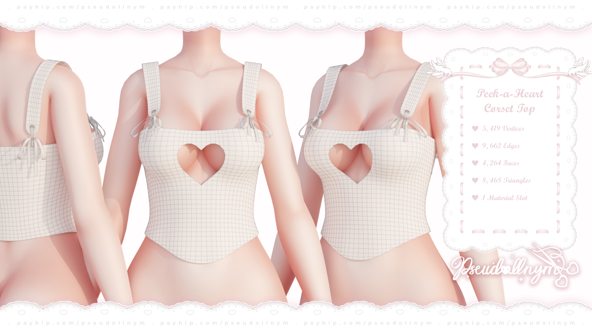 ❛ peek-a-heart ❜ corset top ﹒ VRChat asset