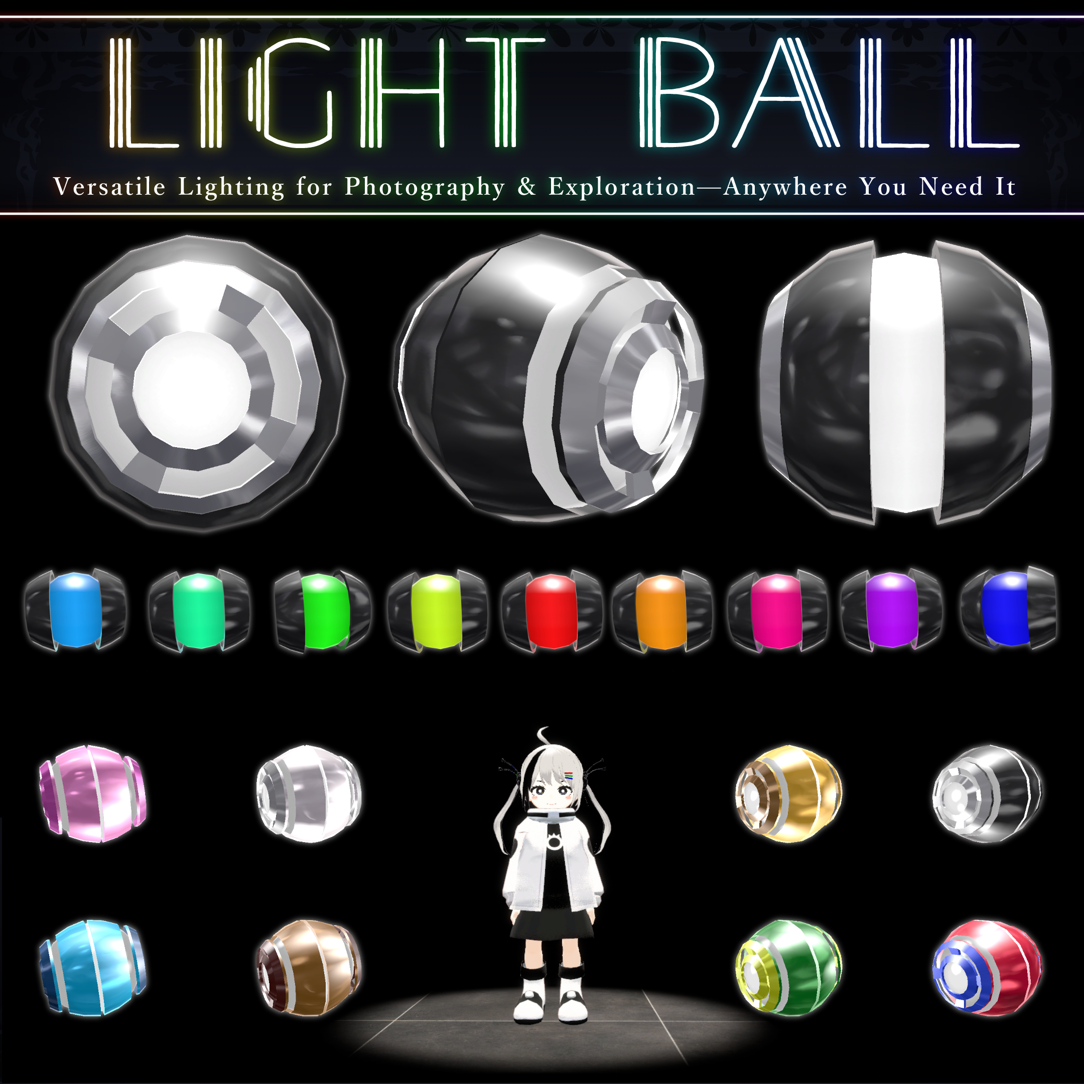 Light Ball Gimmick V1.1 | VRChat Lighting Prop [MA Ready] by Puchikun ...