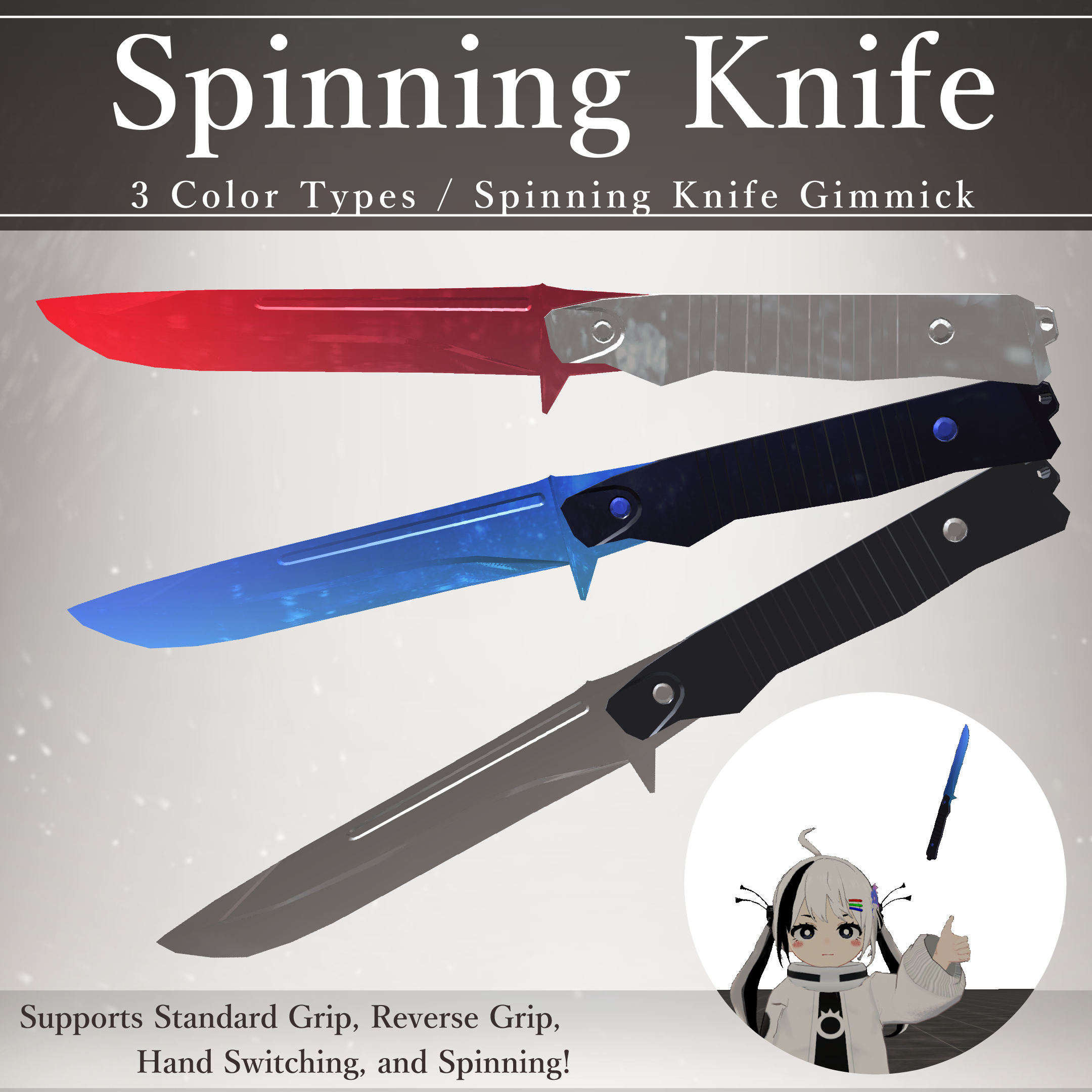 Spinning Knife V1.2 | VRChat Weapon Gimmick [MA Ready]