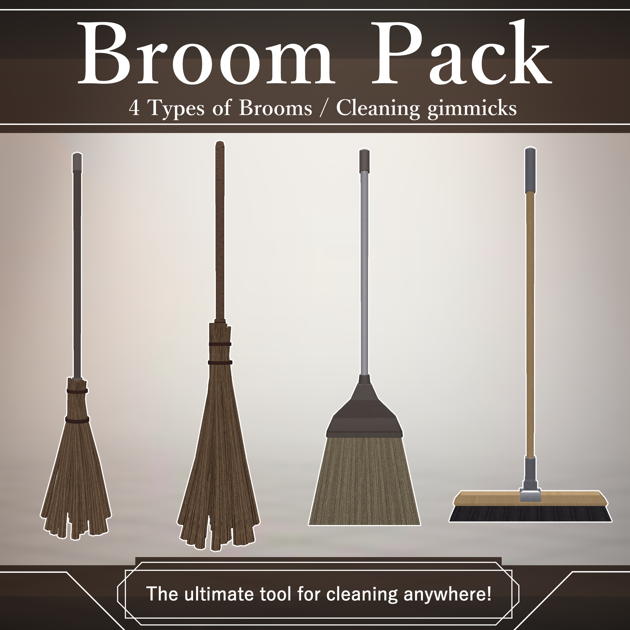 Broom Pack V1.2 | VRChat Cleaning Prop [MA Ready]