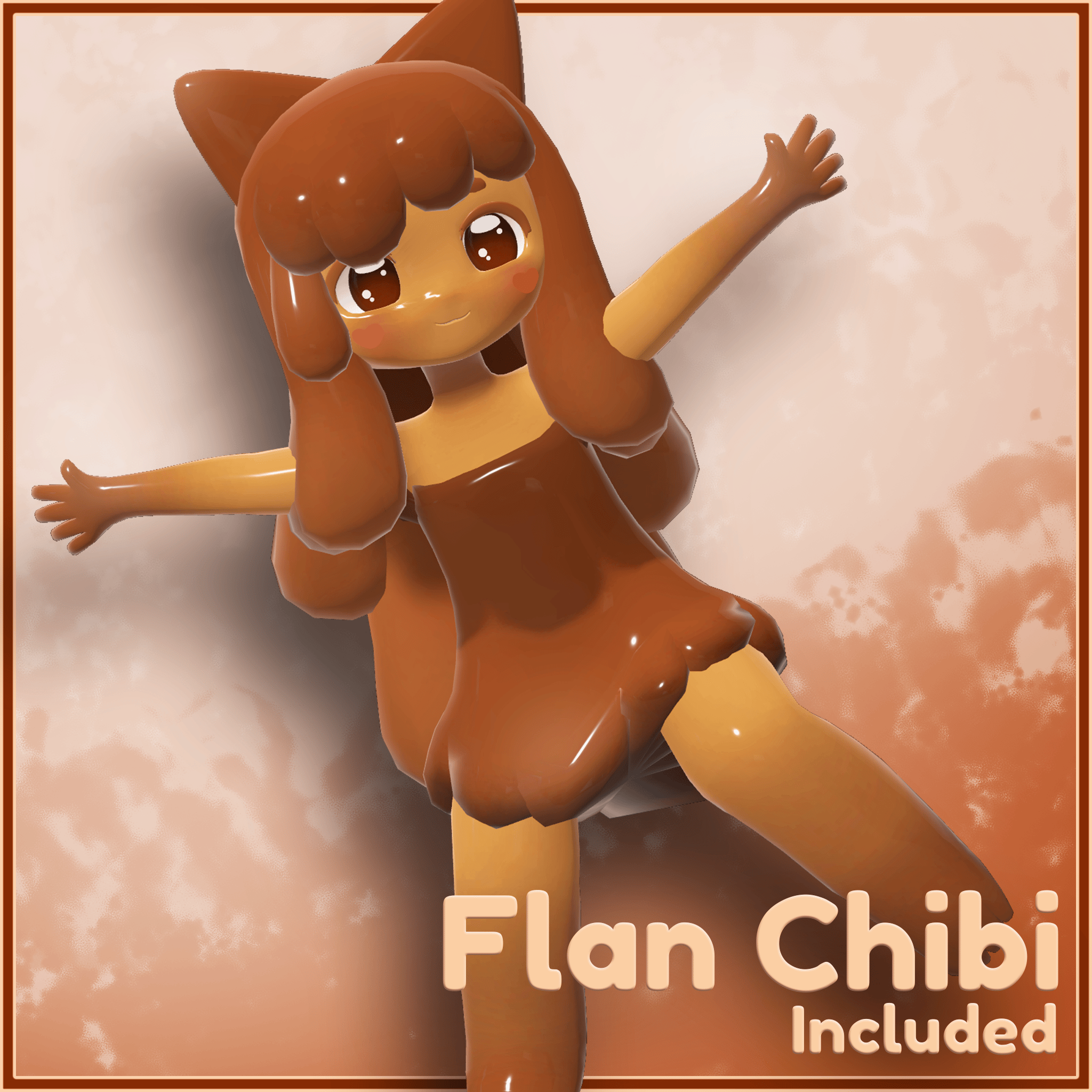 Flan - VRChat Avatar (QuestCompatible, Face Tracking) + Chibi