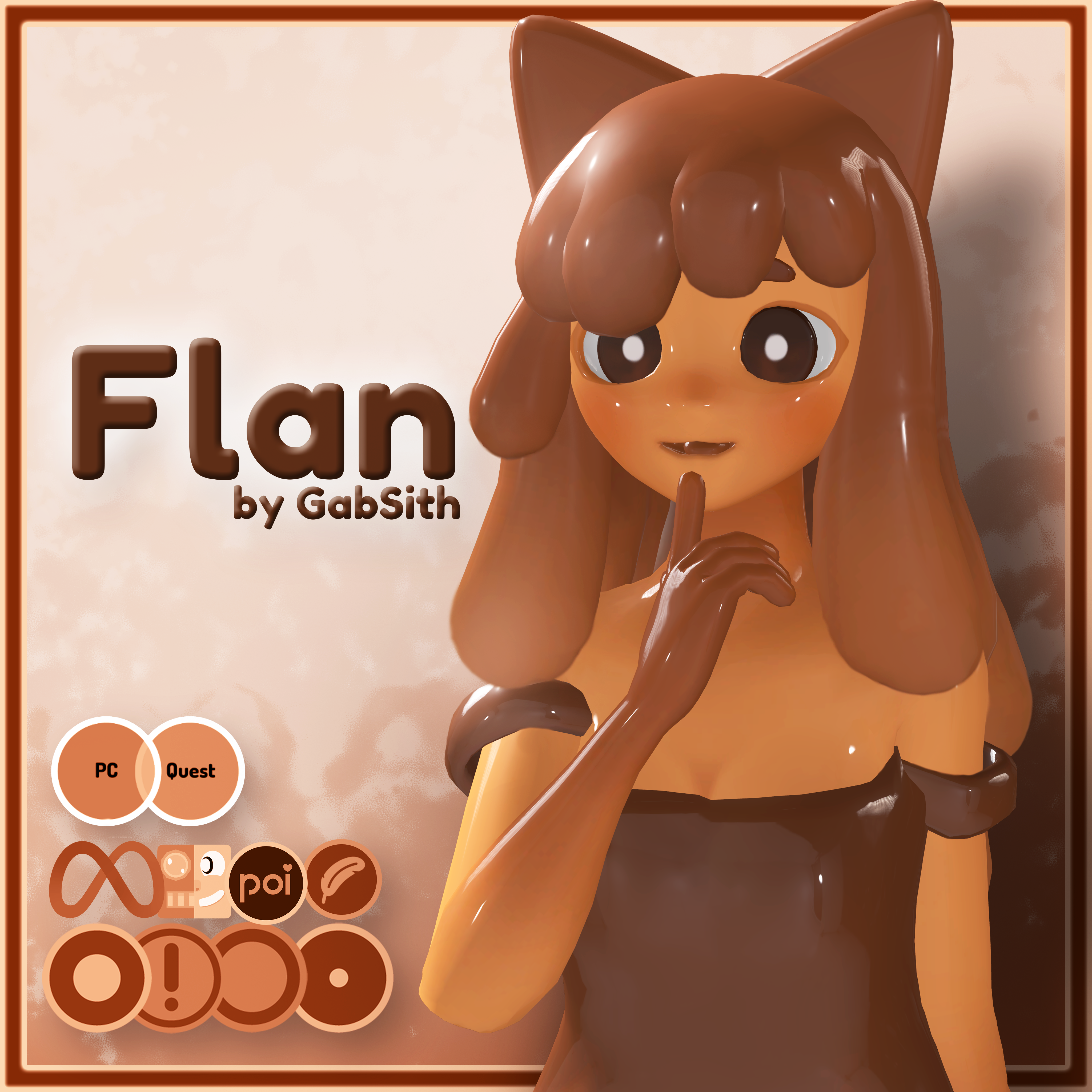Flan - VRChat Avatar (QuestCompatible, Face Tracking) + Chibi