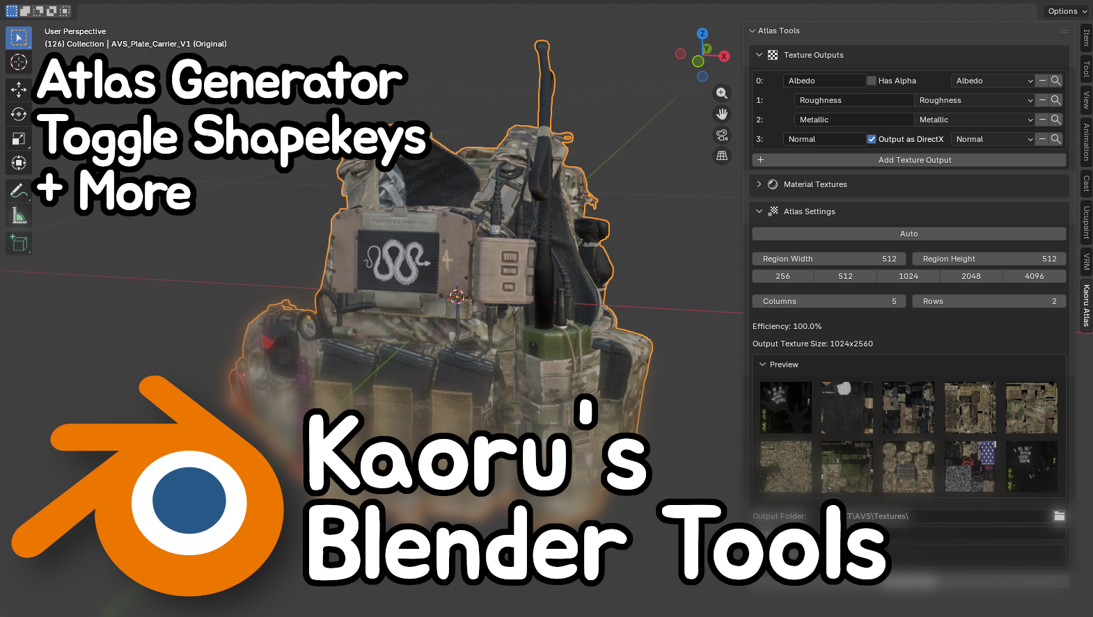 Kaoru's Blender Tools | Atlas Generator | Toggle BlendShapes + More