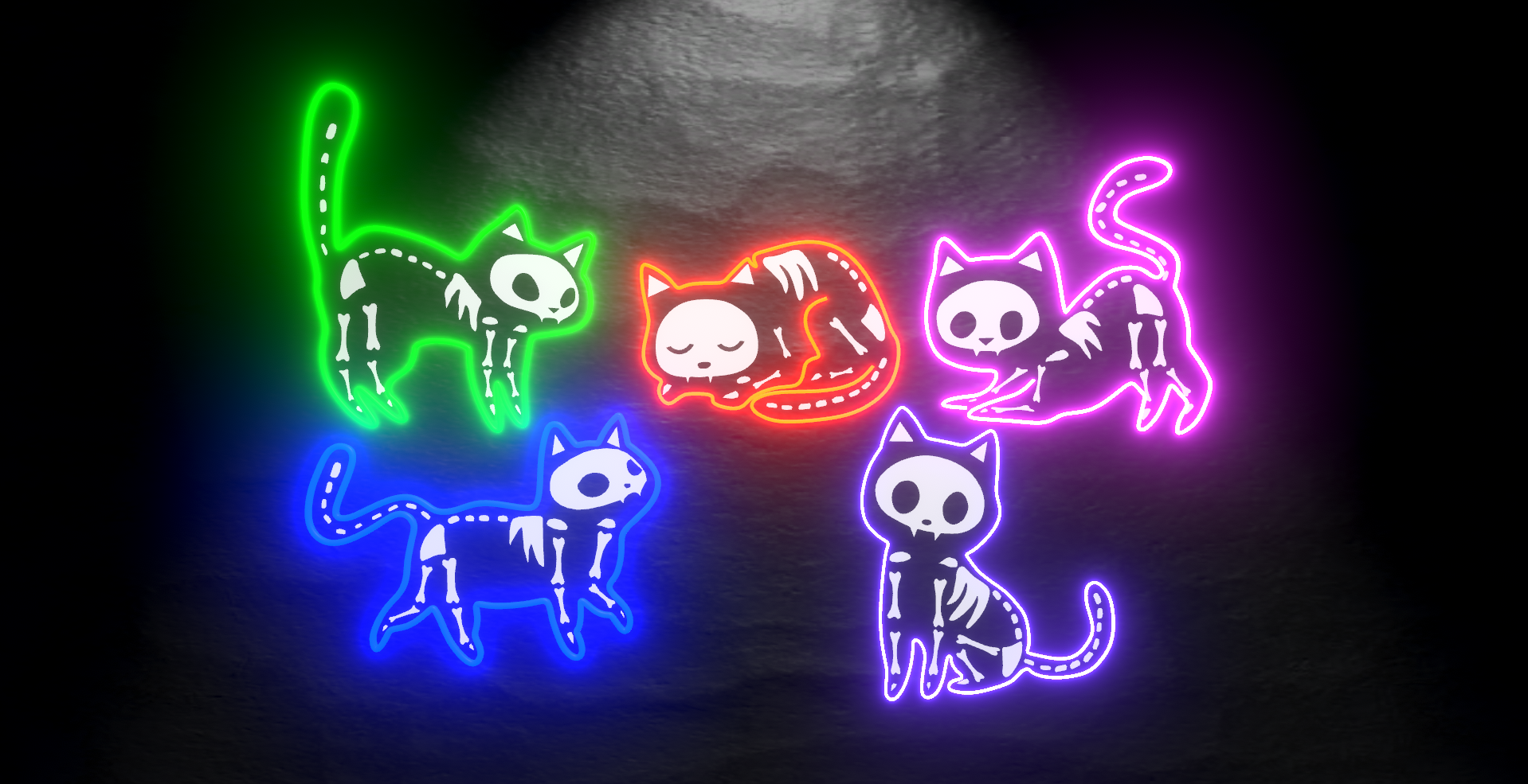 Ghosts & Skelly cats ⌞ Neon Signs ⌝