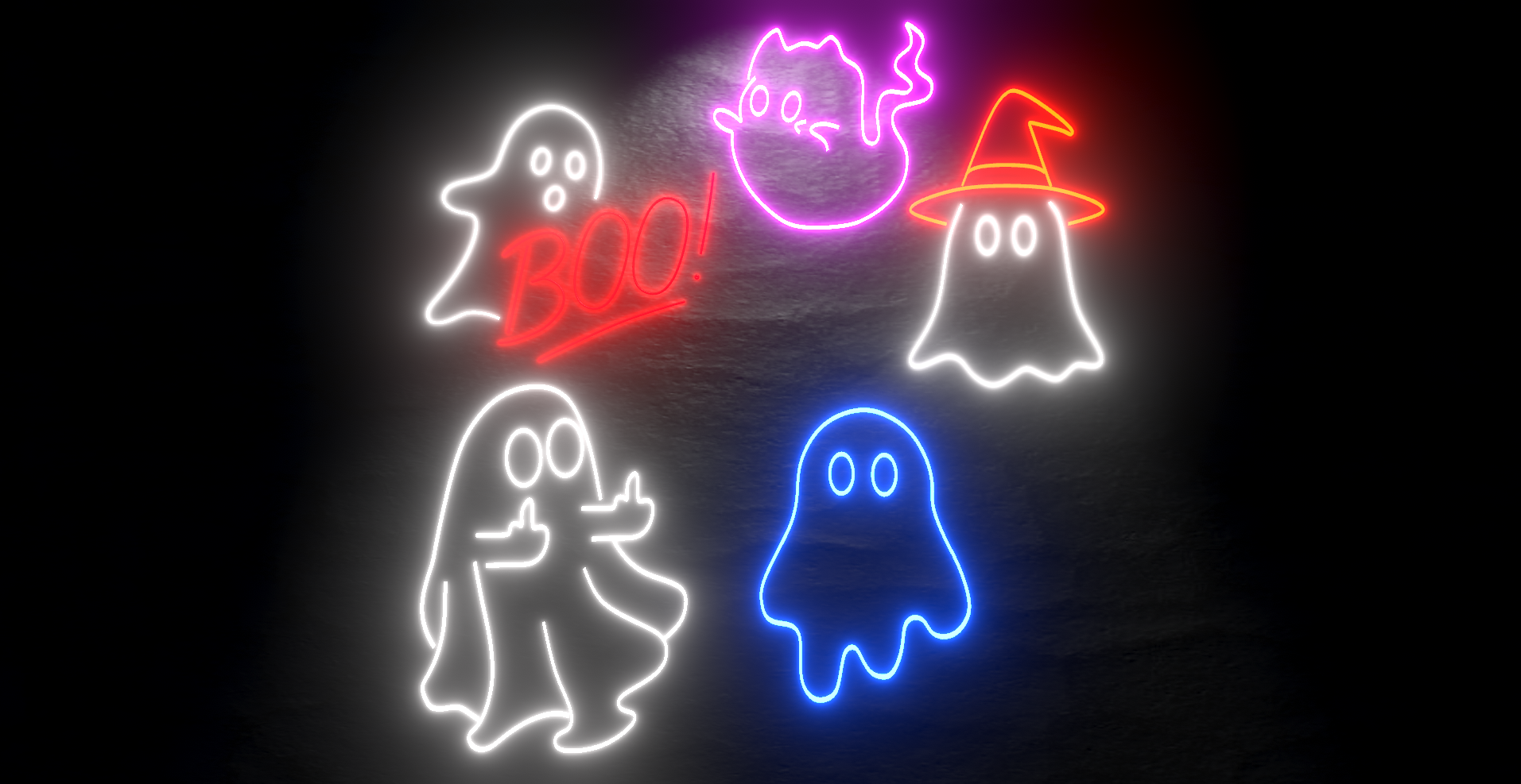 Ghosts & Skelly cats ⌞ Neon Signs ⌝