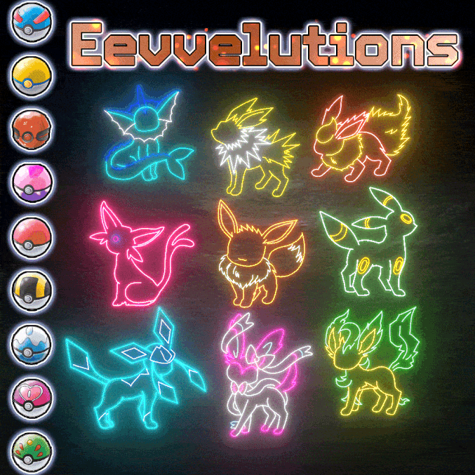 PokemonEeveea Evolutions ⌞ Neon Signs ⌝ Eeweeelutions