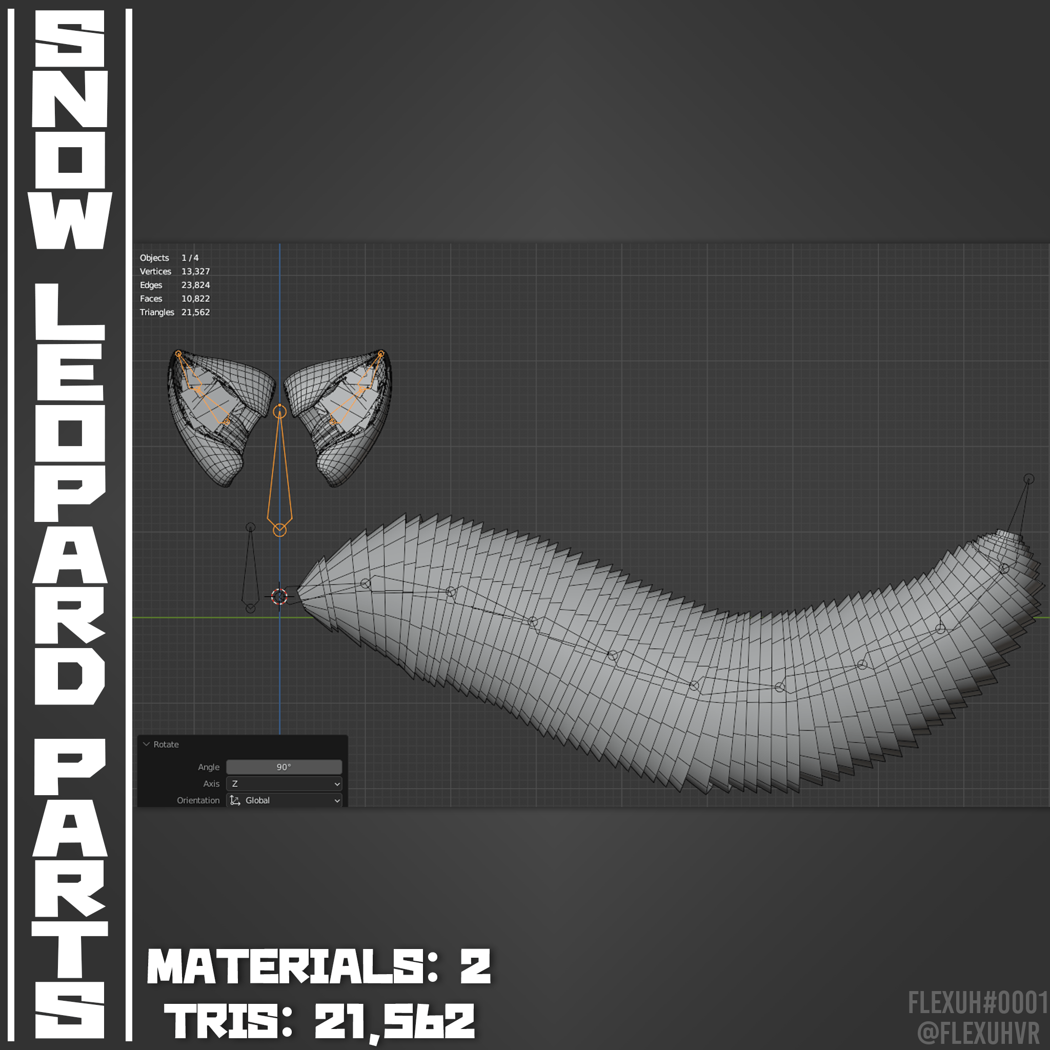 Snow Leopard Ears & Tail
