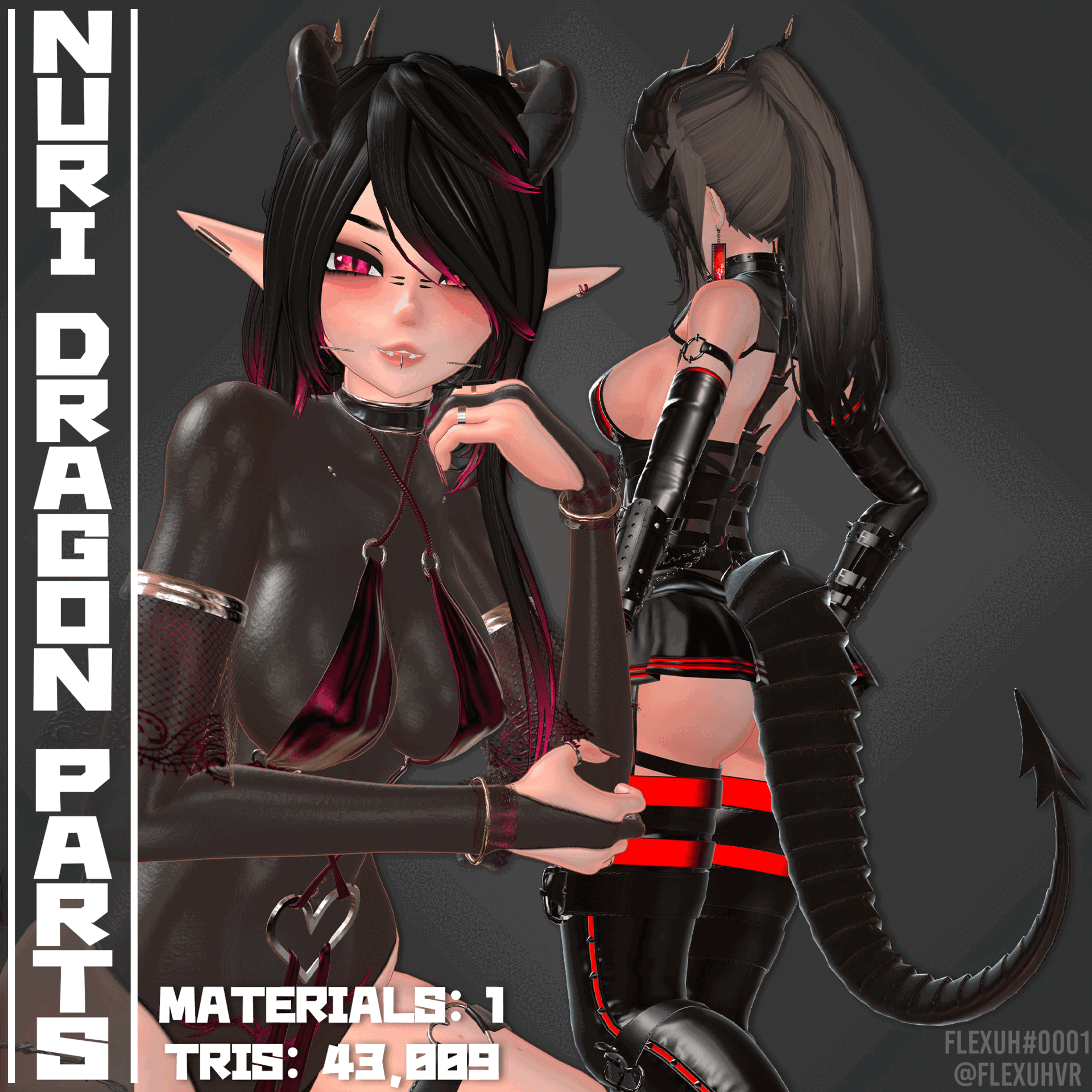 [Multi Base] Nuri's Dragon Horns, Tail & Spine