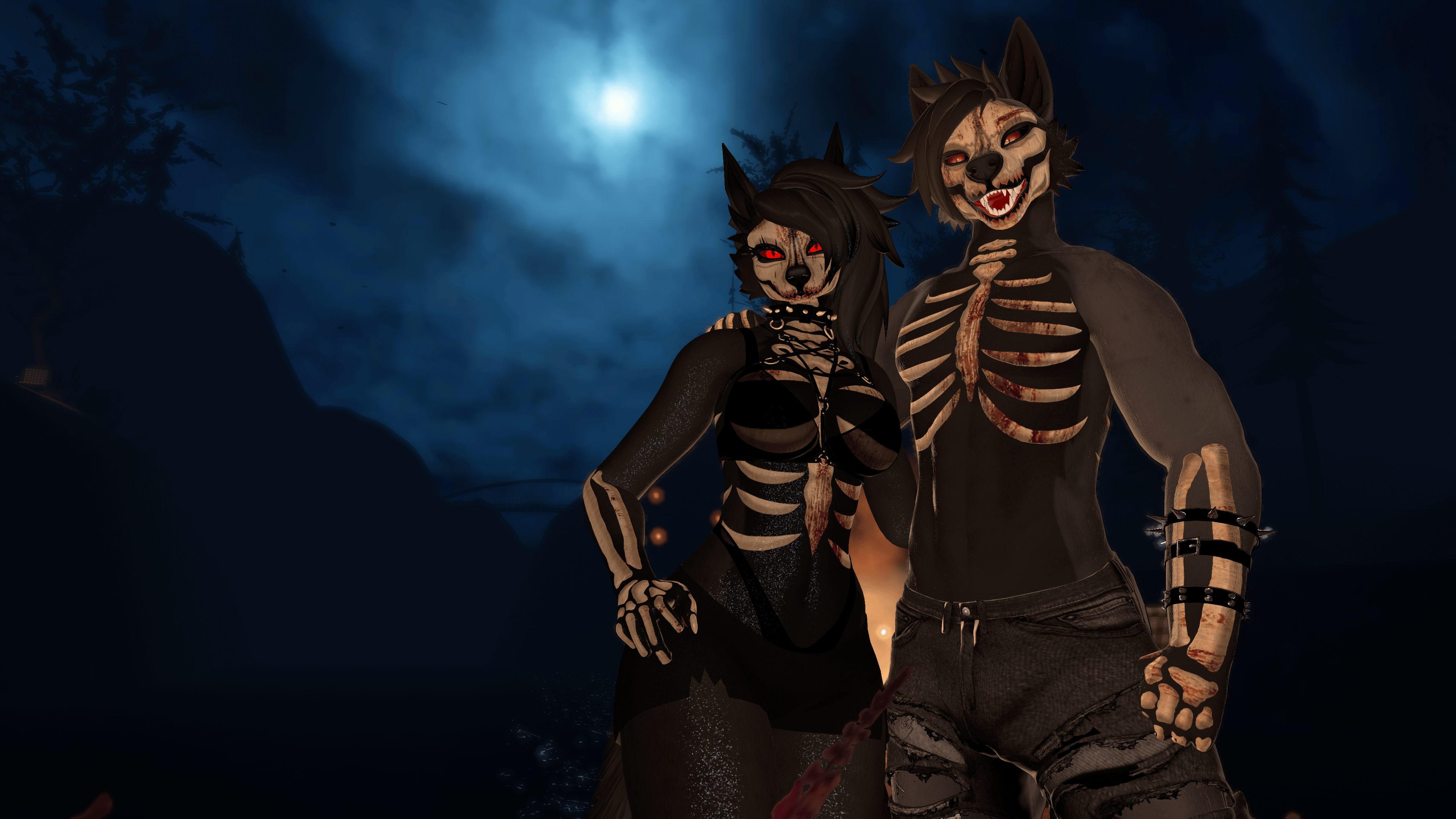 Skull Dog Couple's Pack Aurora and Dante - Foxipaws Texture