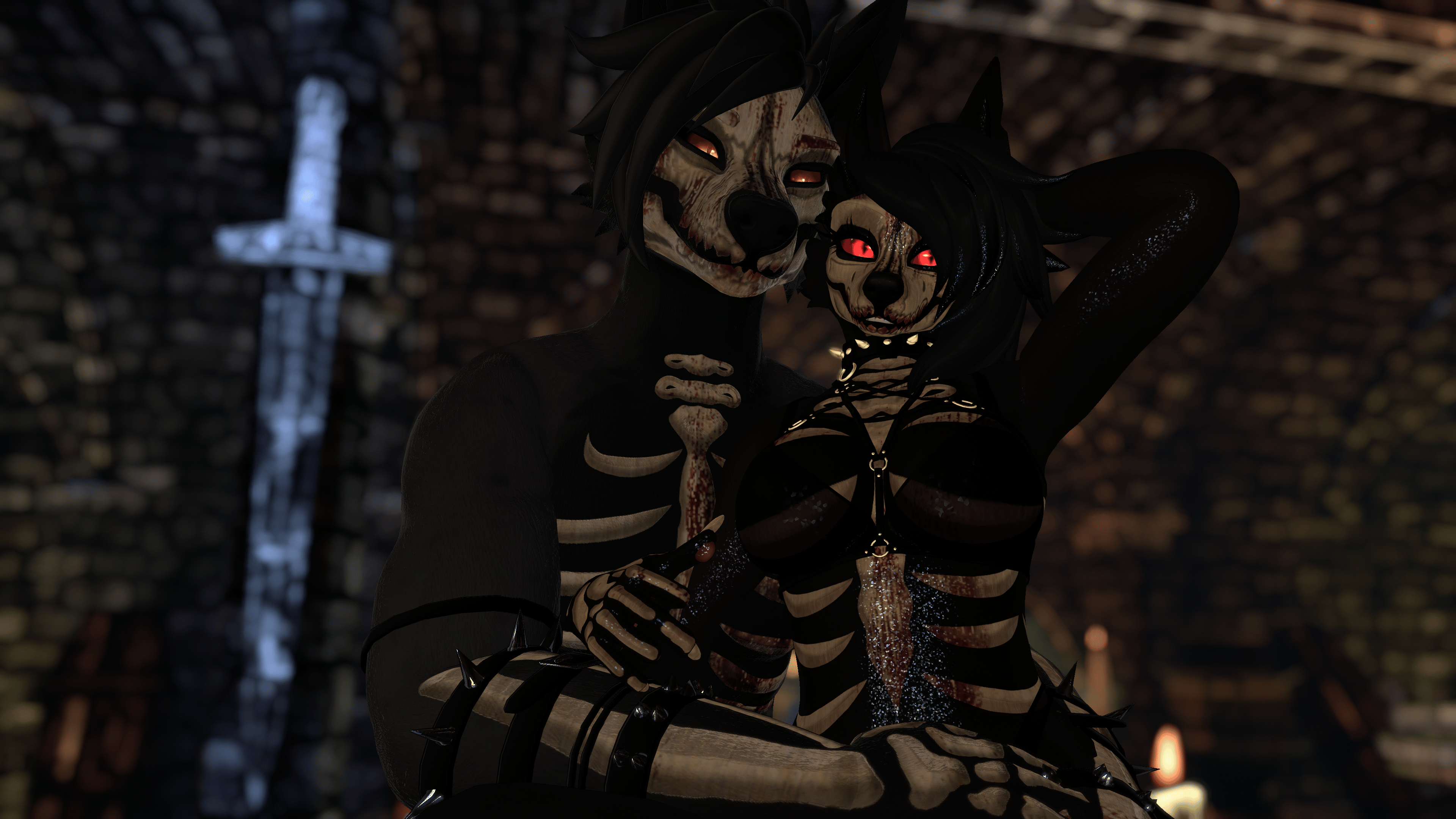 Skull Dog Couple's Pack Aurora and Dante - Foxipaws Texture