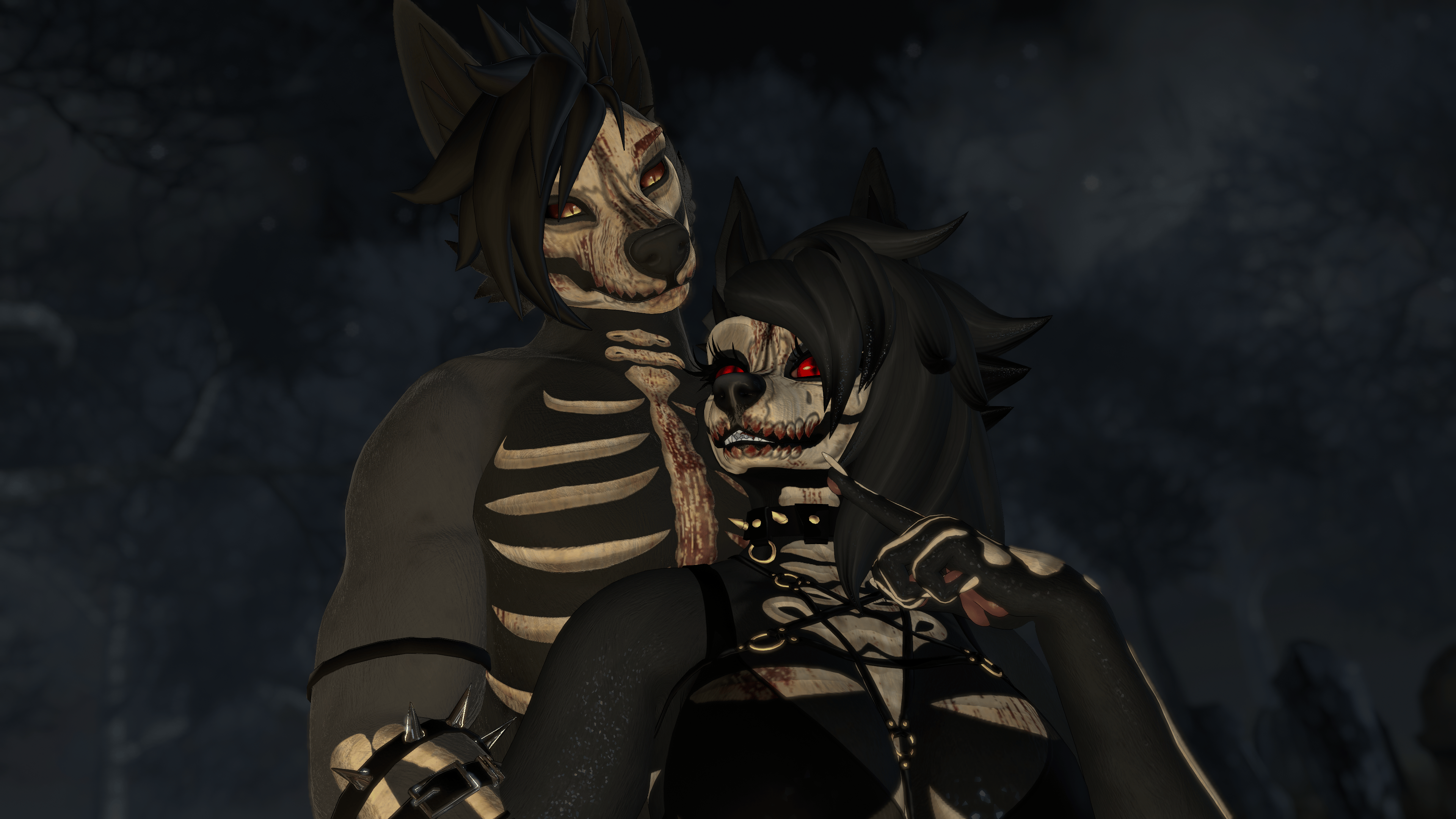 Skull Dog Couple's Pack Aurora and Dante - Foxipaws Texture
