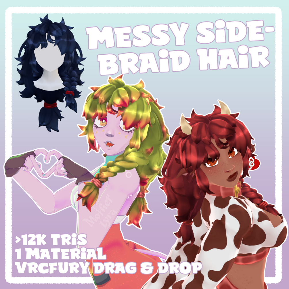 Messy Side-Braid Hair (VRCFury Compatible) 