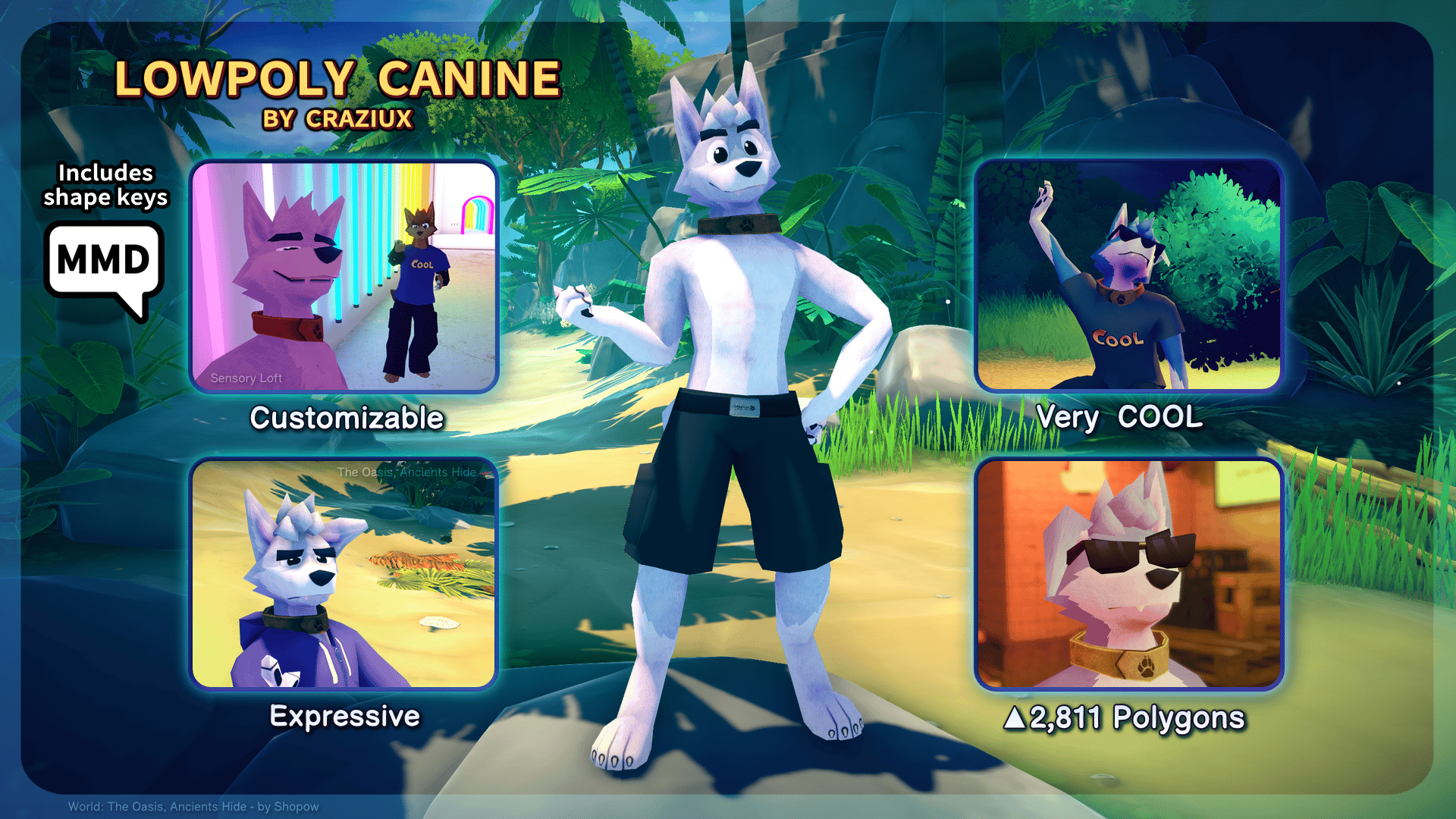 Lowpoly Canine VRChat Avatar Base