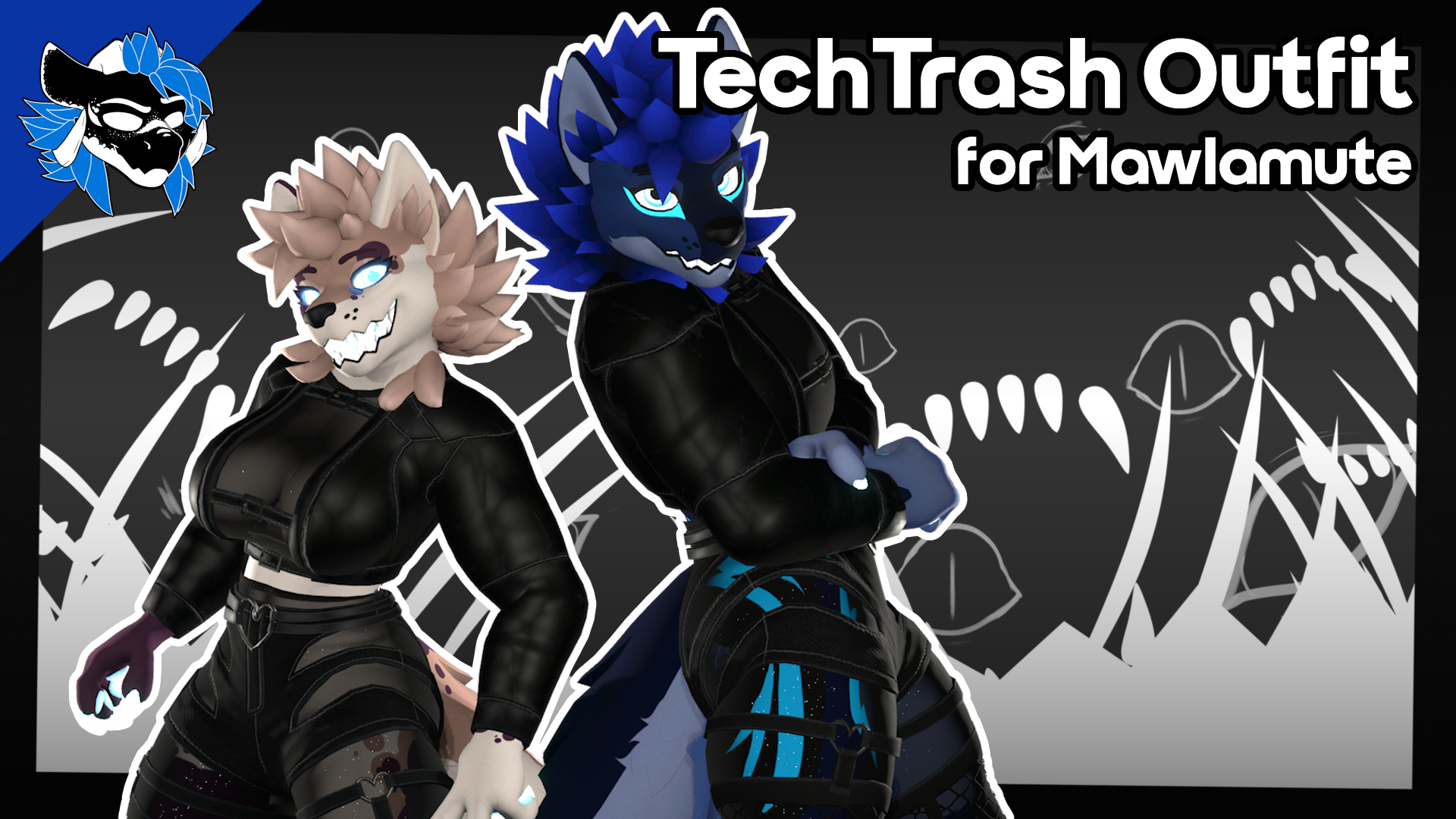 TechTrash Outfit for Mawlamute - VRChat Goth Boots and Leather Jacket Clothing - ItsGuusy