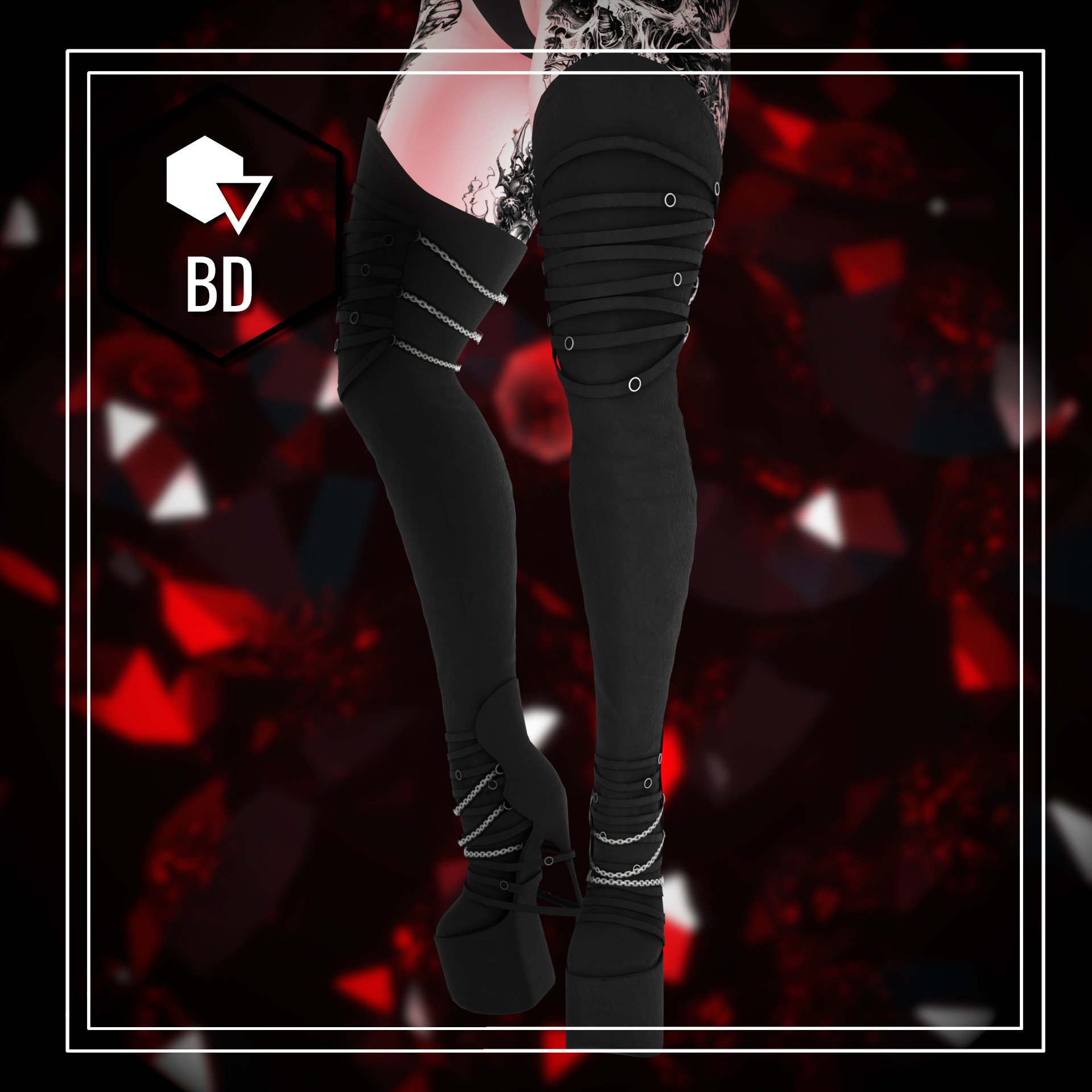 Leather Thigh-high platforms