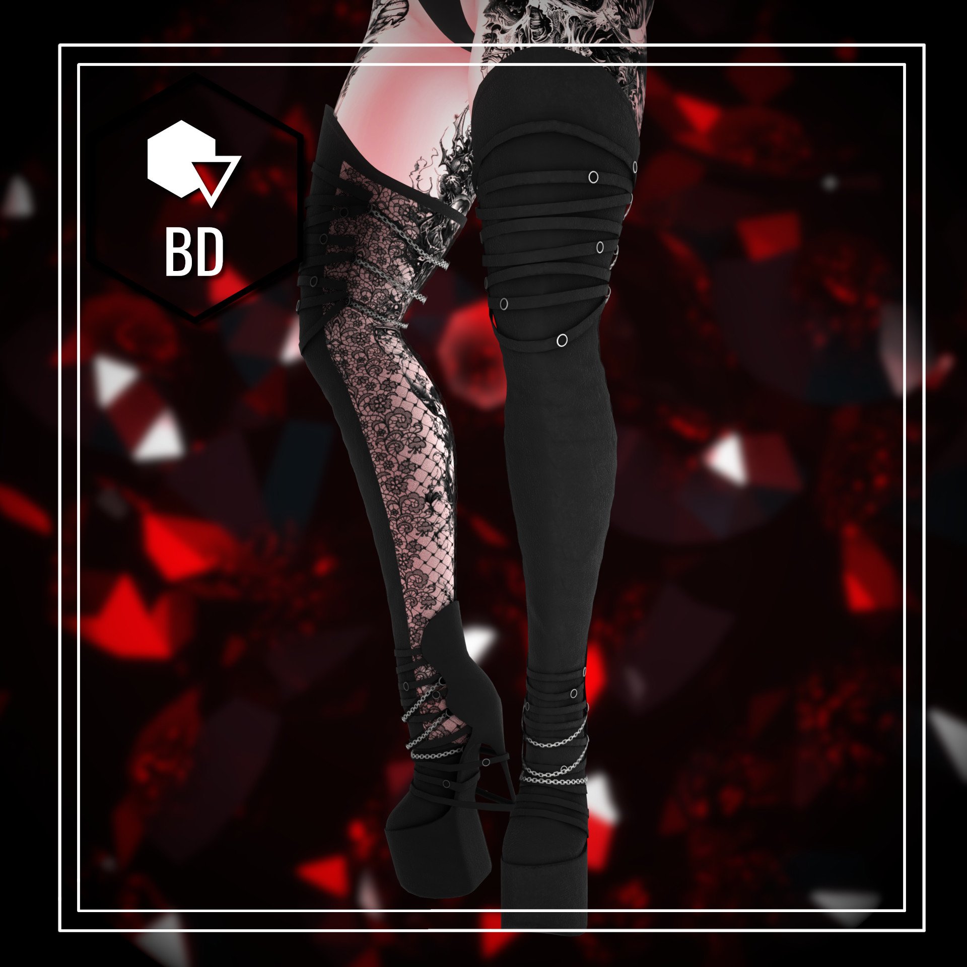 Leather Thigh-high platforms